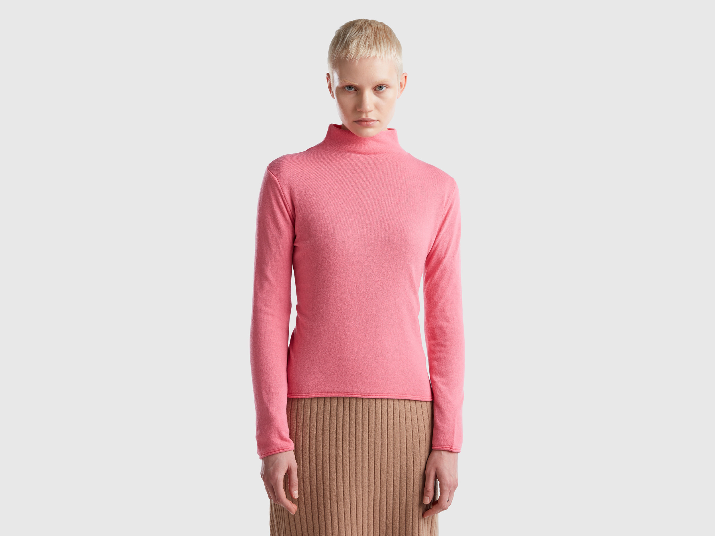Benetton, Cashmere Blend Sweater, size M, Pink, Women