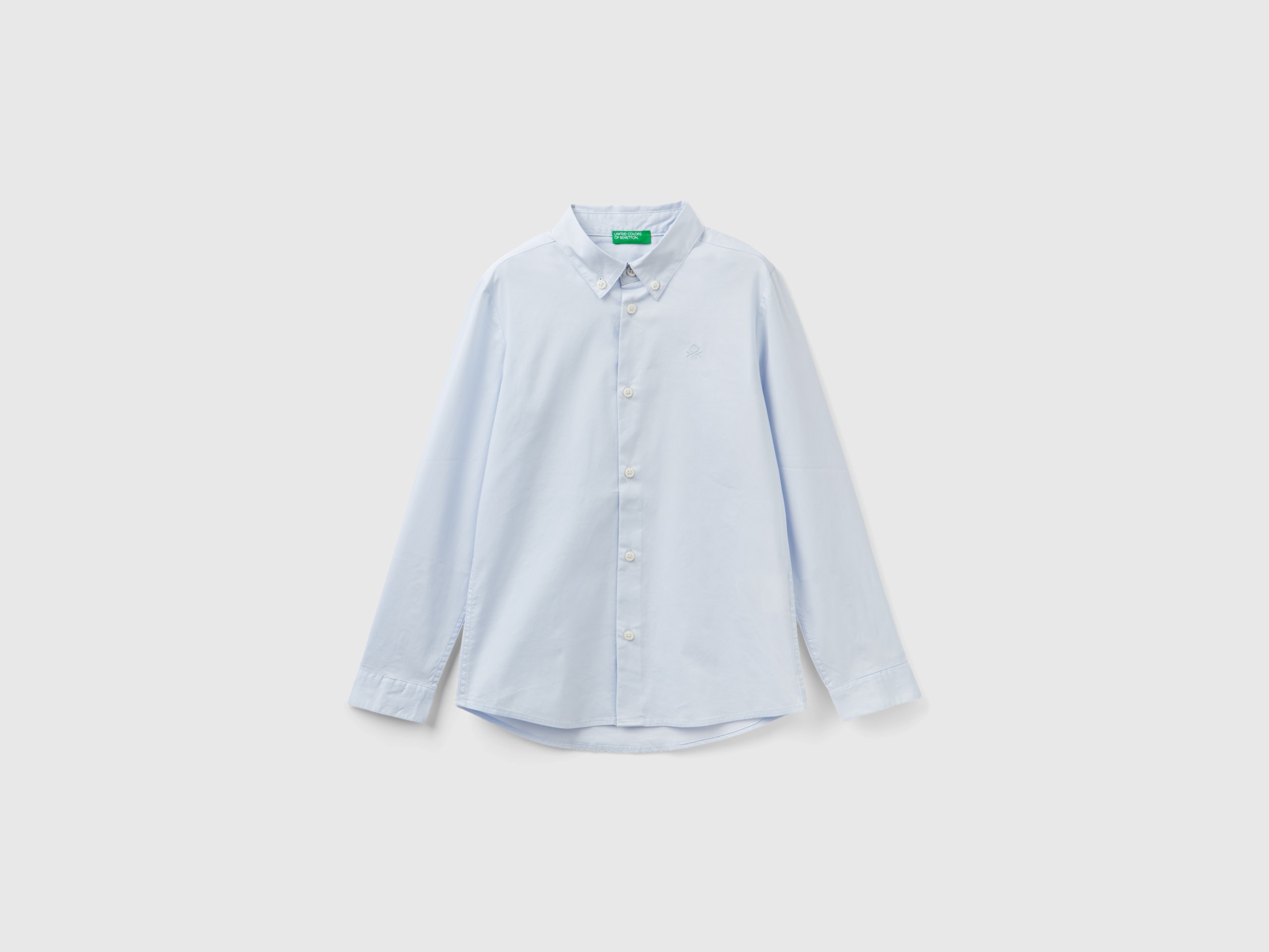 Benetton, Slim Fit Long Sleeve Shirt, size S, Sky Blue, Kids