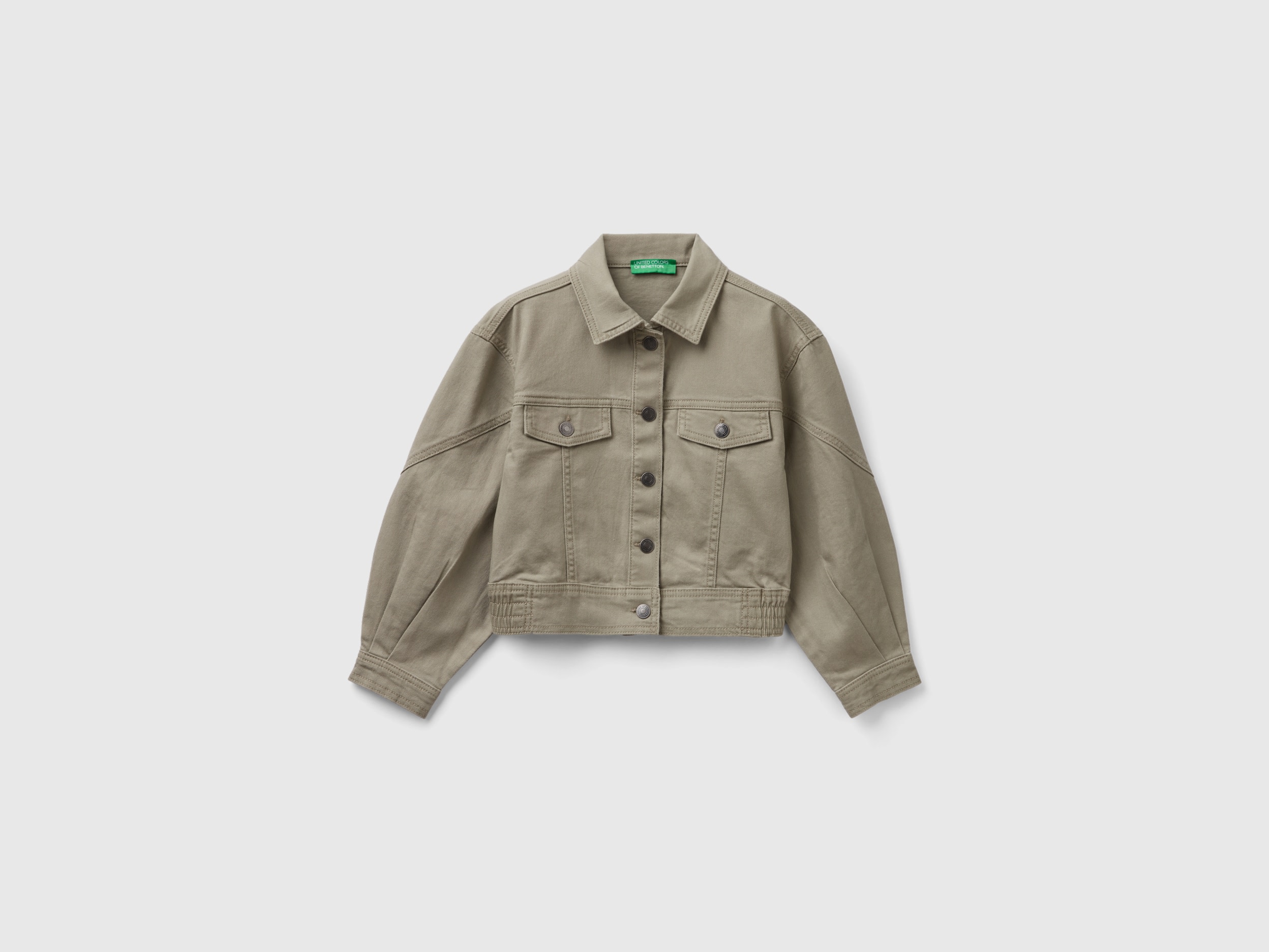 Benetton, Giacca In Cotone Stretch Colorato, Verde Chiaro, Bambini