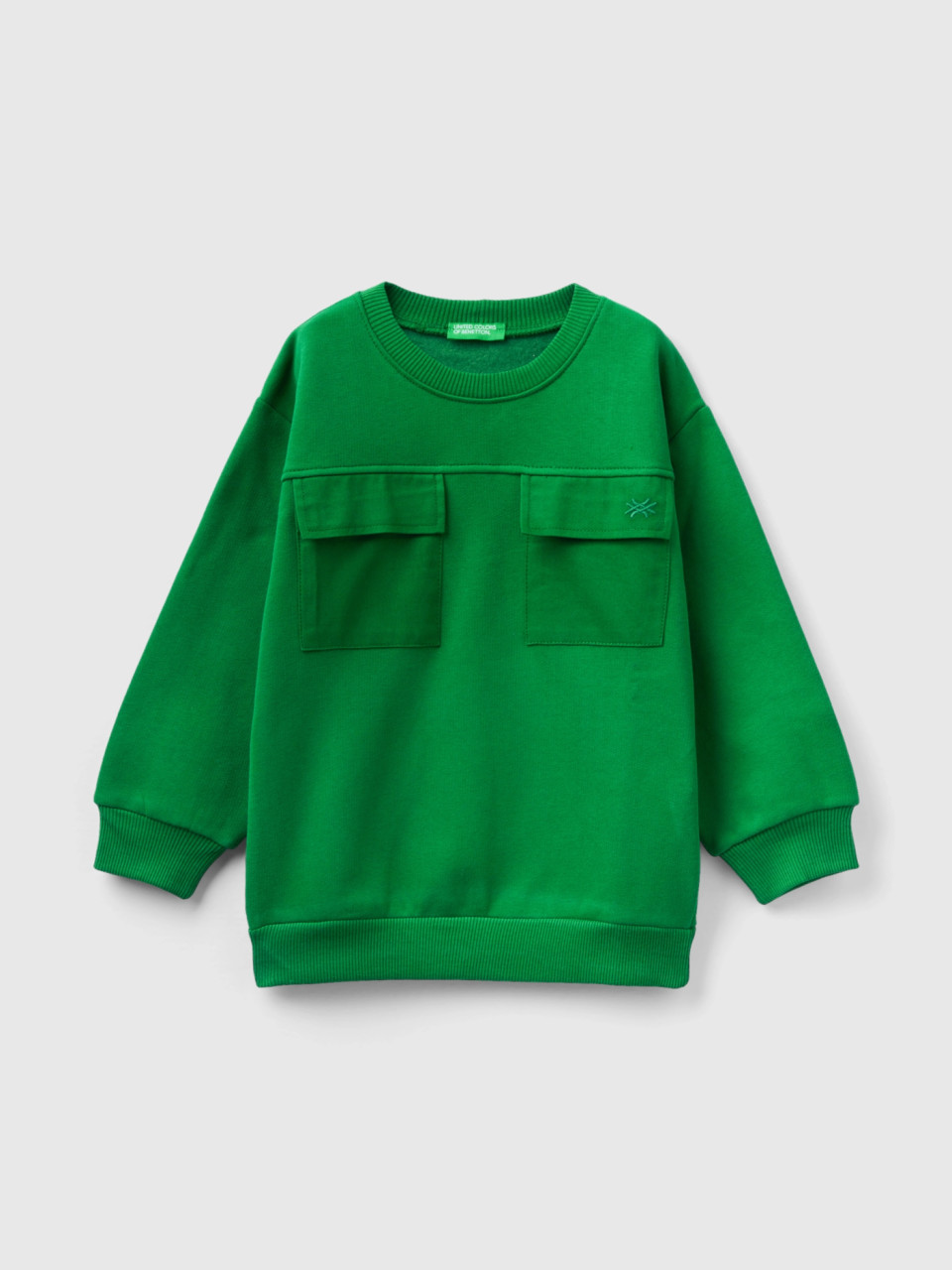 Benetton, Warm Sweatshirt With Pockets, Green, Kids