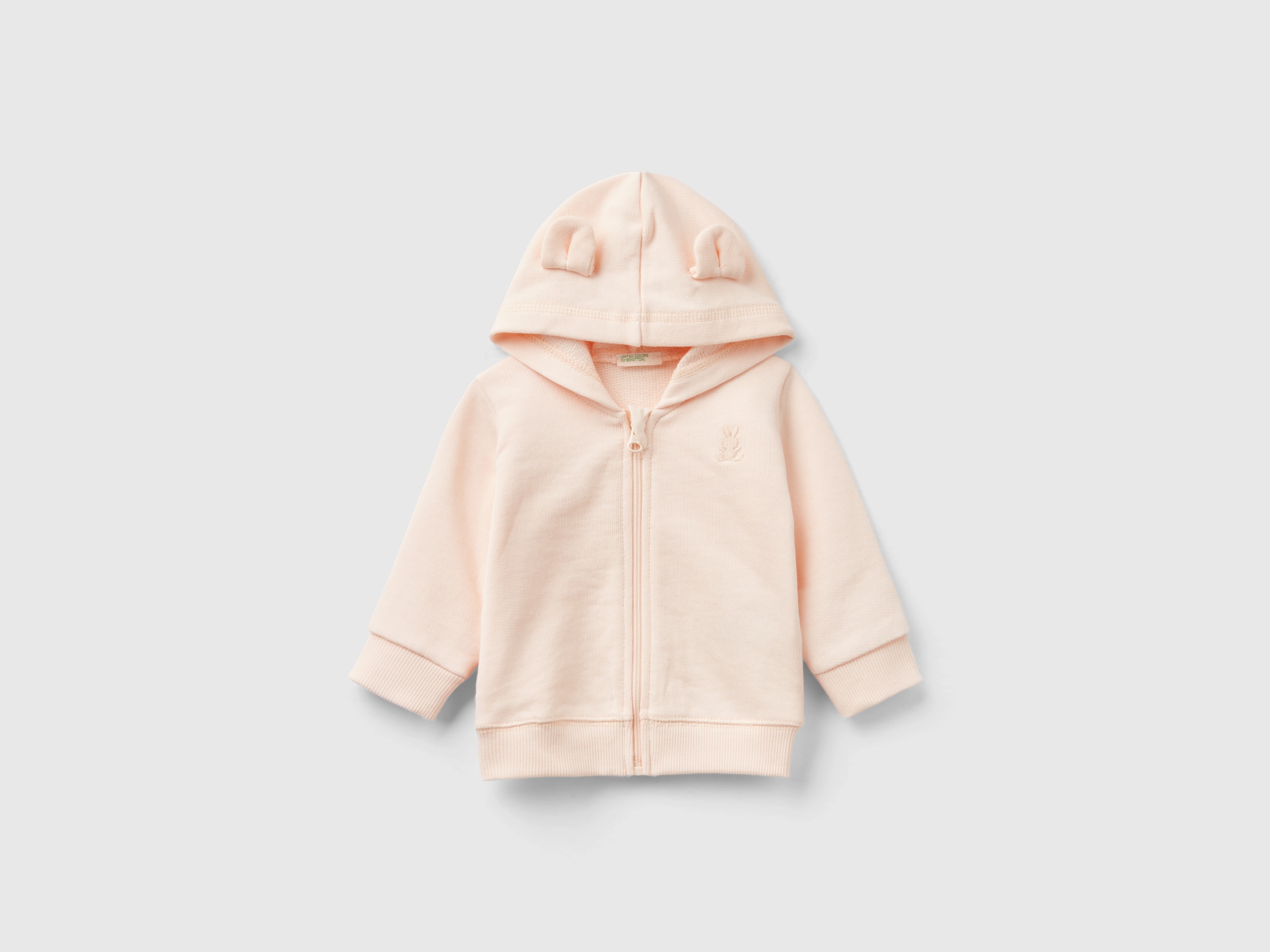 Image of Benetton, Hoodie In Organic Cotton, size 56, Peach, Kids