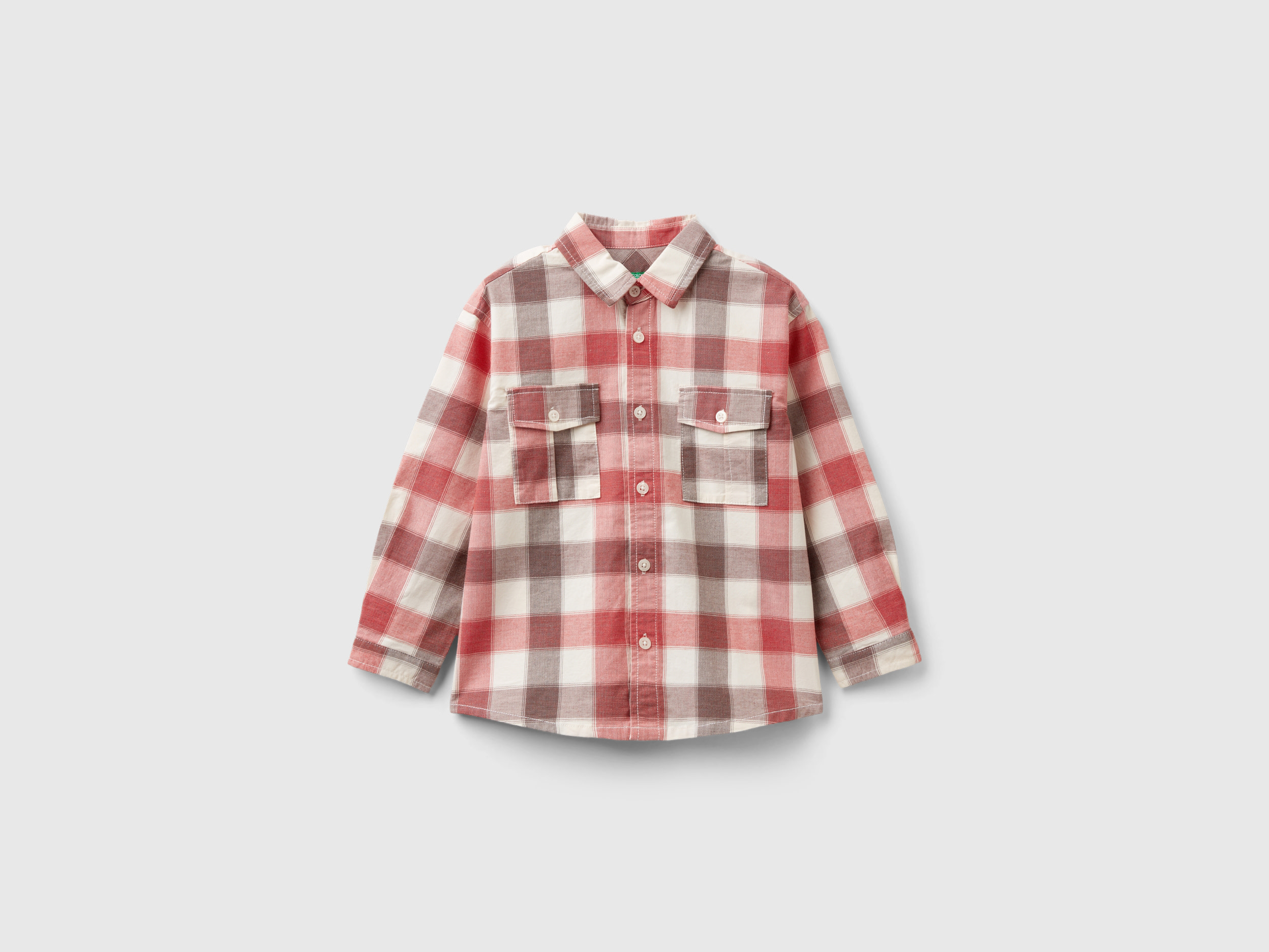 Benetton, Check Shirt In Stretch Cotton, size 2-3, Multi-color, Kids