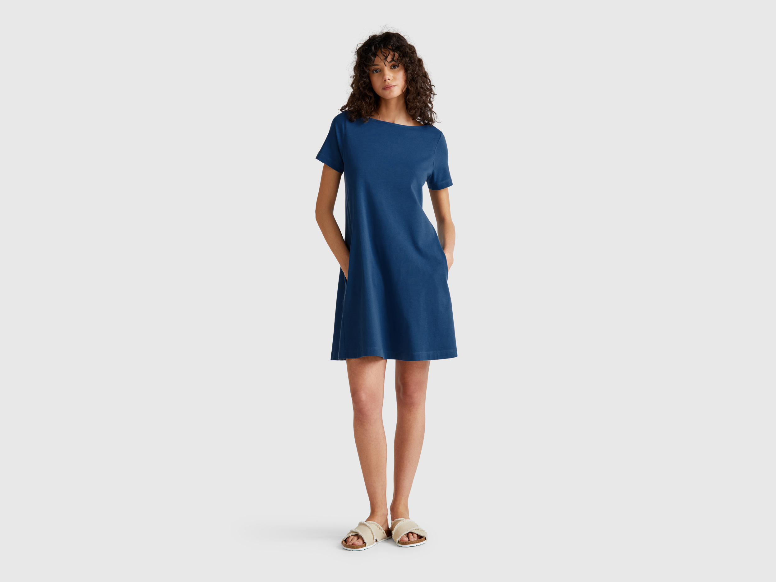  Benetton, Φόρεμα Κοντό Εβαζέ, size XXS, Μπλε Ραφ, Γυναικεία 2025