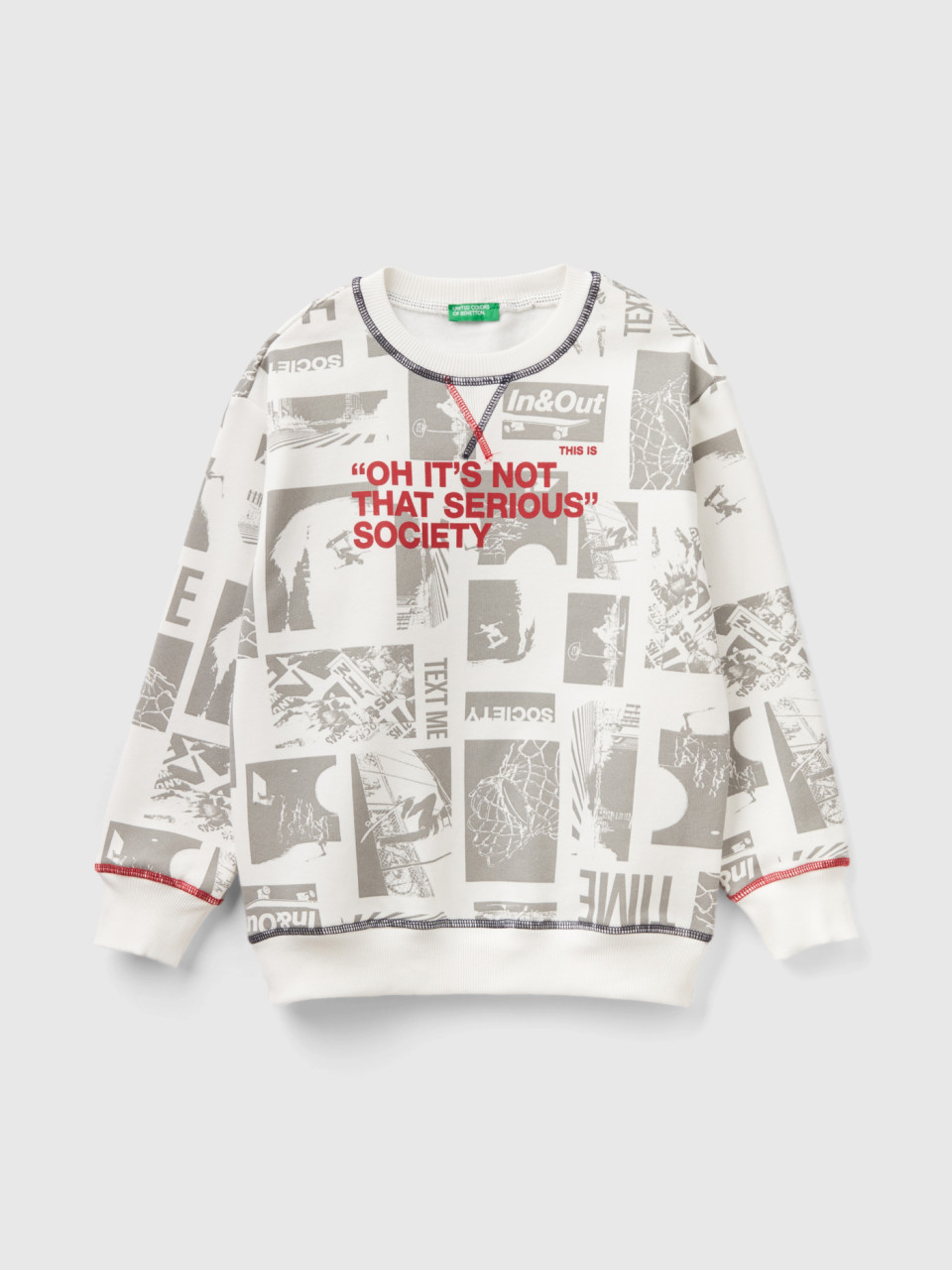 Benetton, Sweatshirt With City Print, White, Kids
