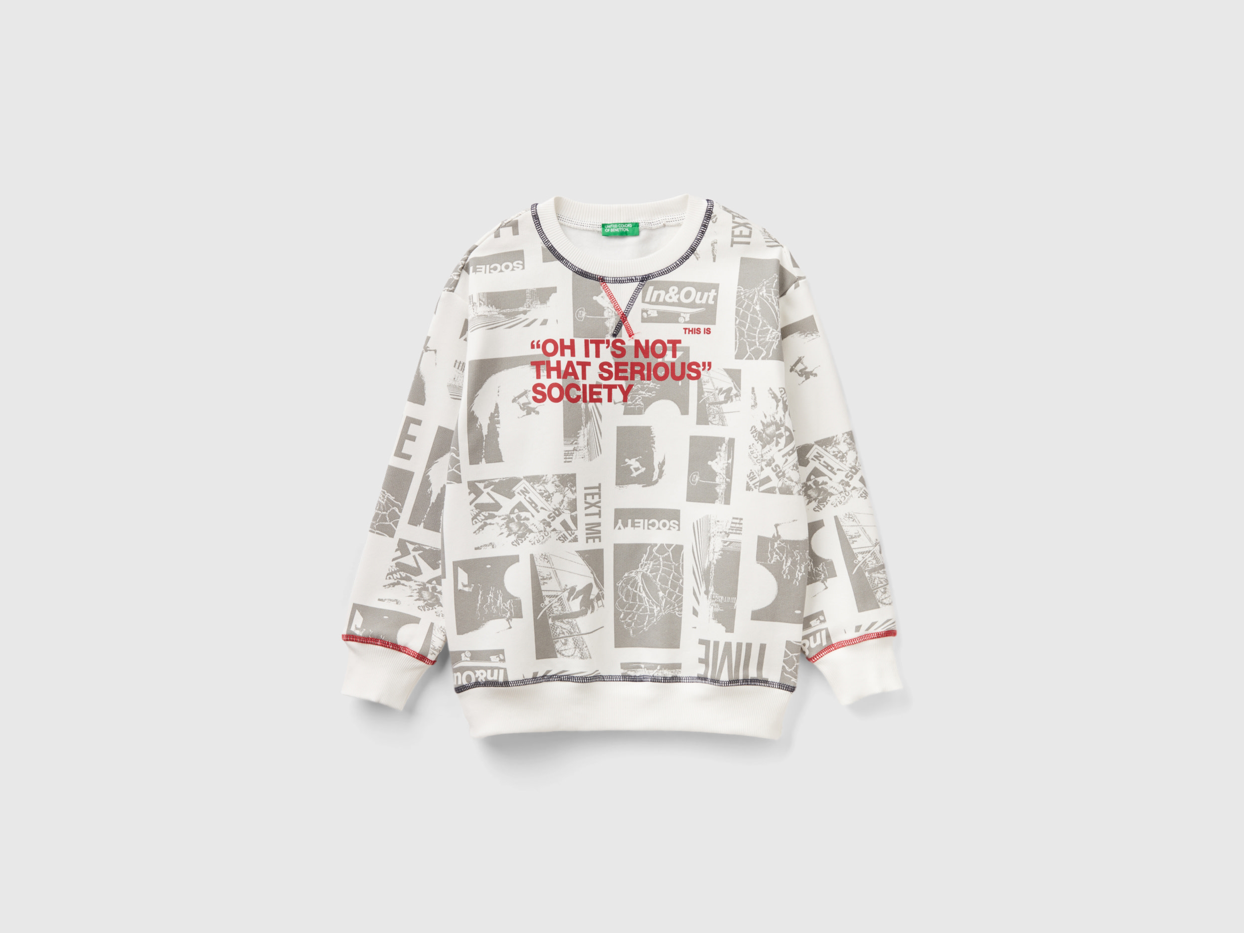 Benetton, Sweatshirt With City Print, size XL, White, Kids