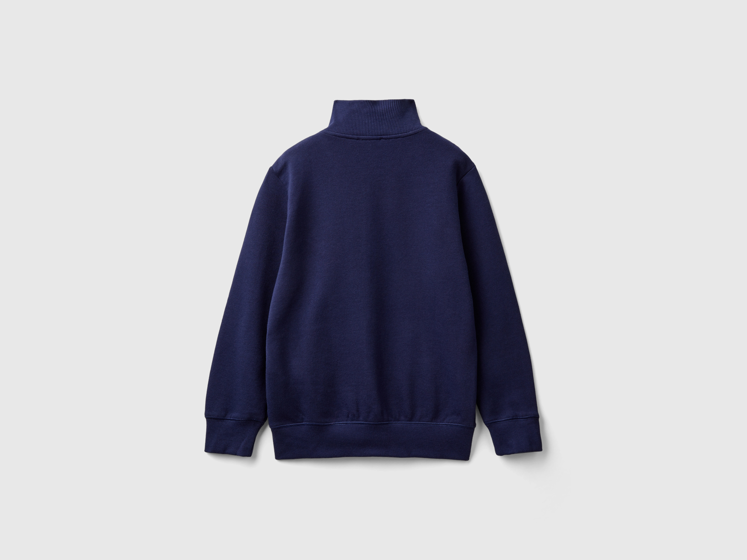 Benetton, Φούτερ Με Φερμουάρ Από Αγνό Βαμβακερό, size M, Σκουρο Μπλε, Παιδικά φωτογραφία