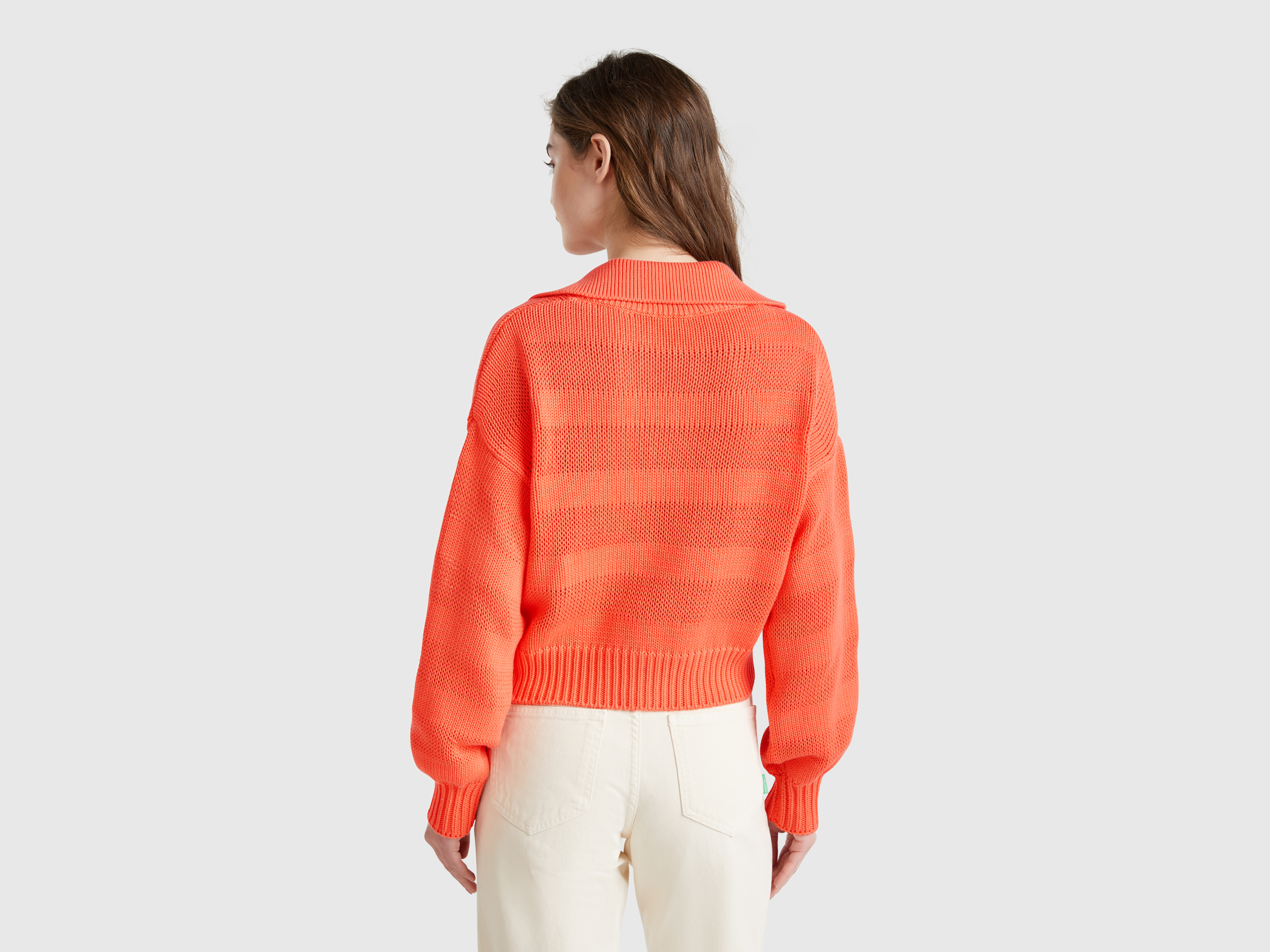 Benetton, Πουλόβερ Πολο Από 100% Βαμβακερό, size L, , Γυναικεία φωτογραφία