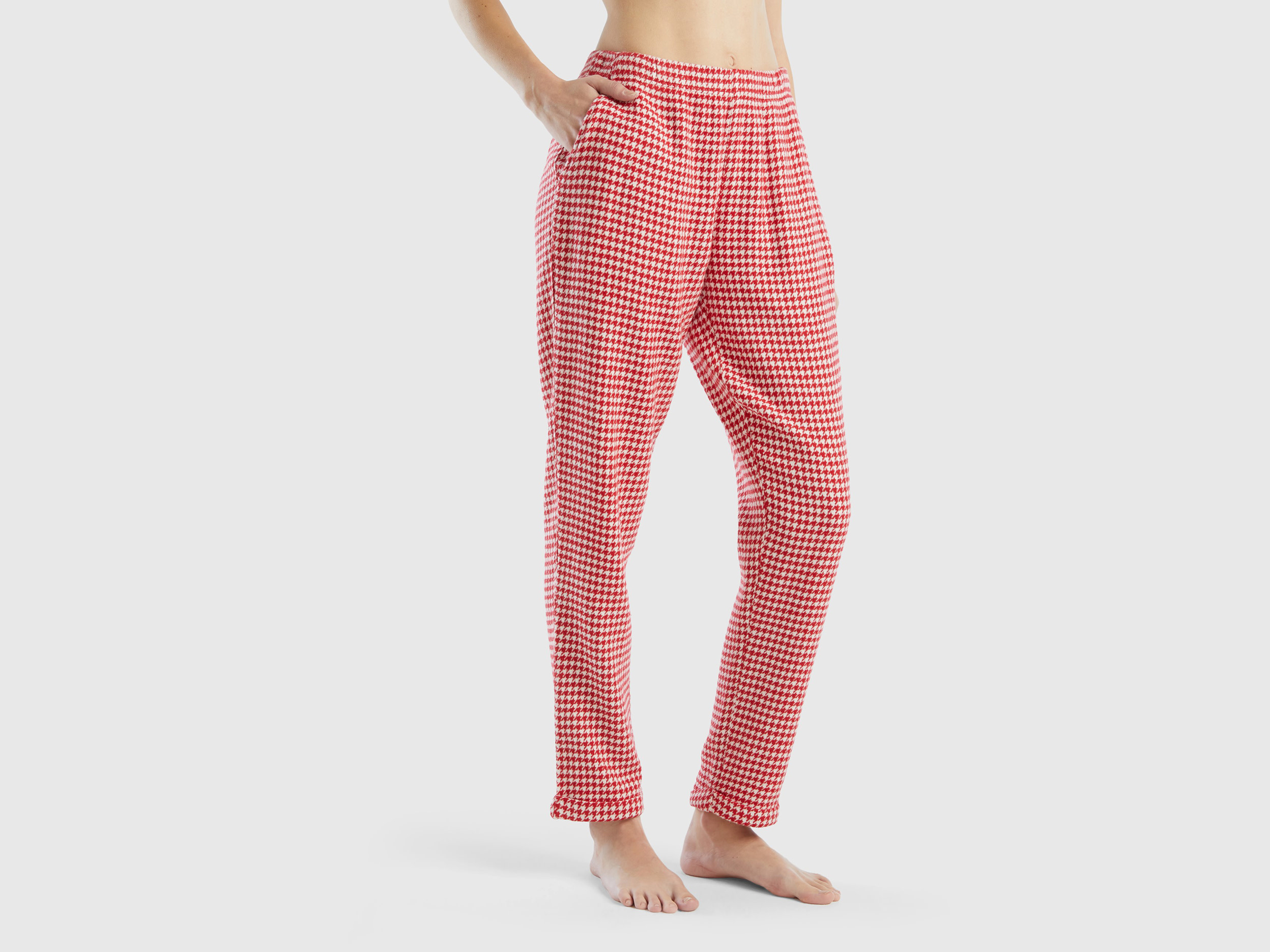 Benetton, Houndstooth Pants, size L, Red, Women