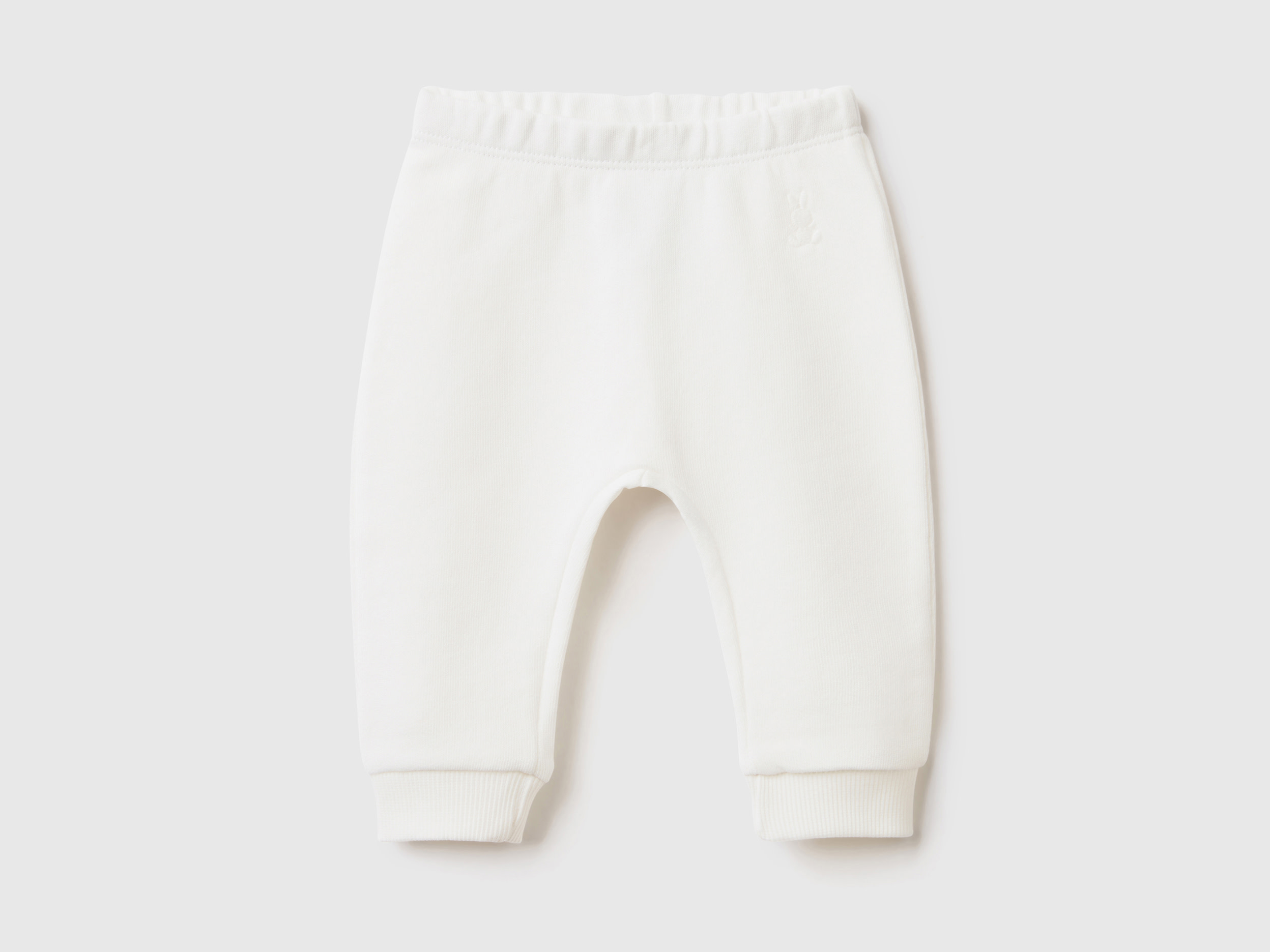 Image of Benetton, Sweatpants In Organic Cotton, size 82, Creamy White, Kids