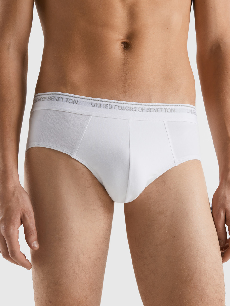 Benetton, Underwear In Stretch Organic Cotton, White, Men