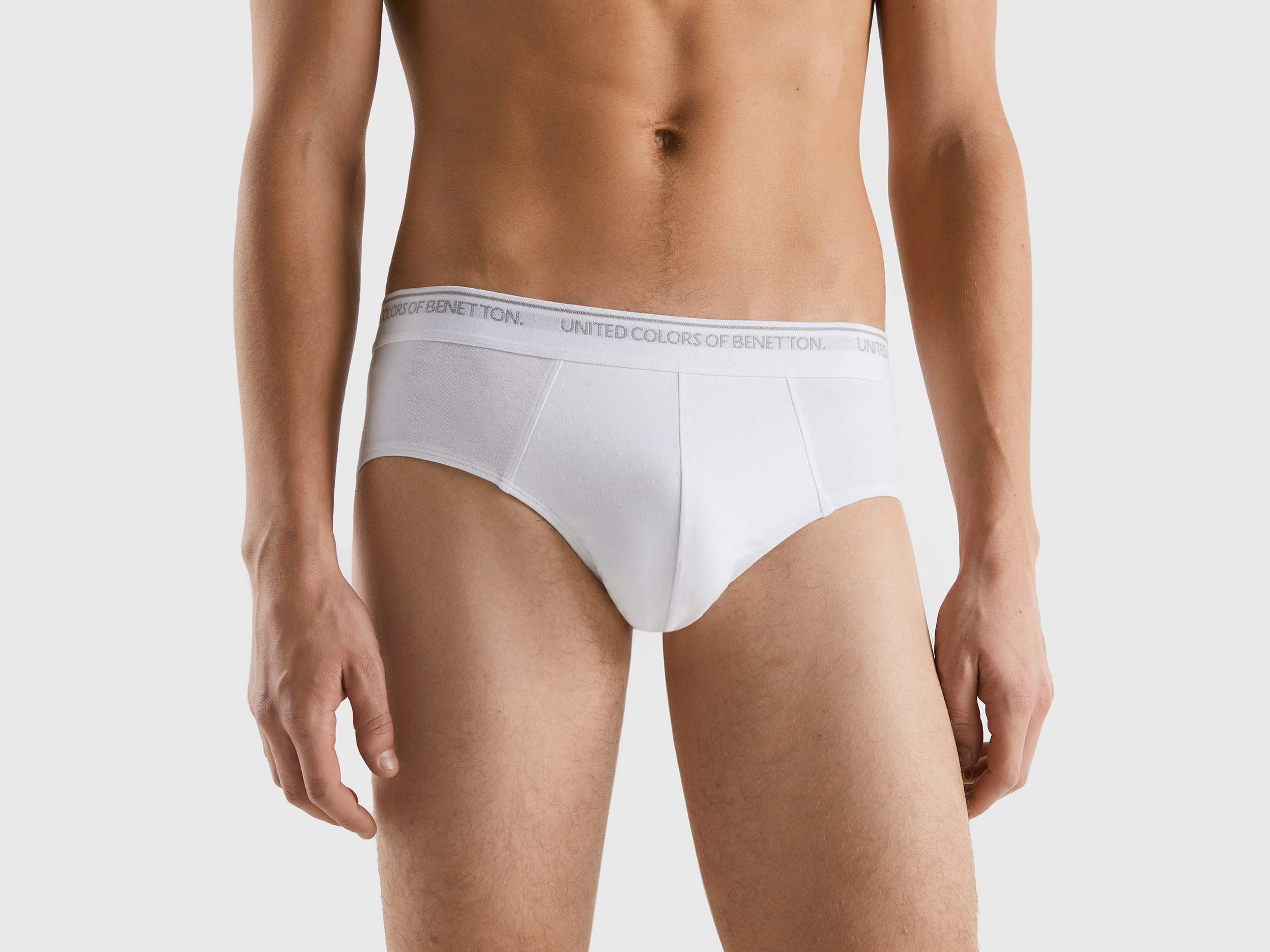 Benetton, Underwear In Stretch Organic Cotton, size XL, White, Men