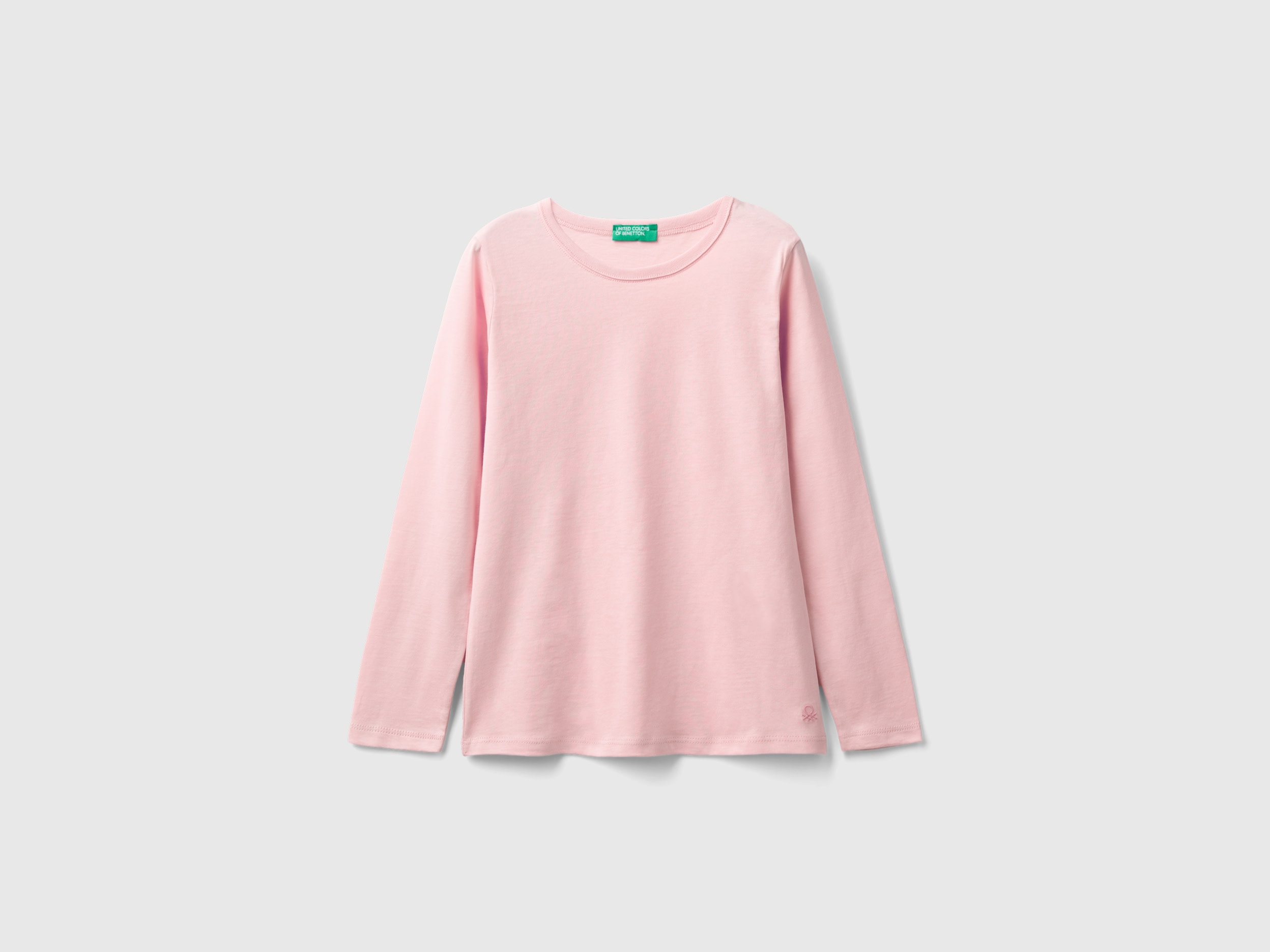 Benetton, T-shirt A Manica Lunga In Cotone Bio, Rosa, Bambini
