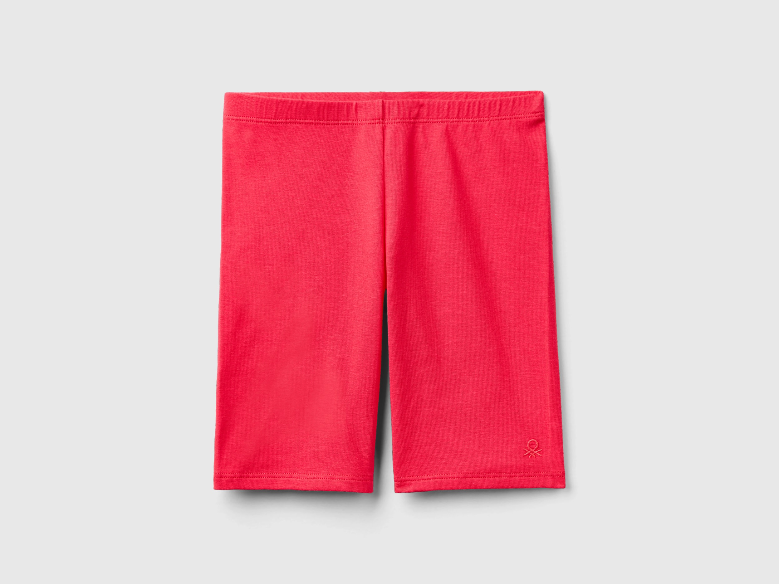 Benetton, Leggings Corti In Cotone Stretch, Fucsia, Bambini