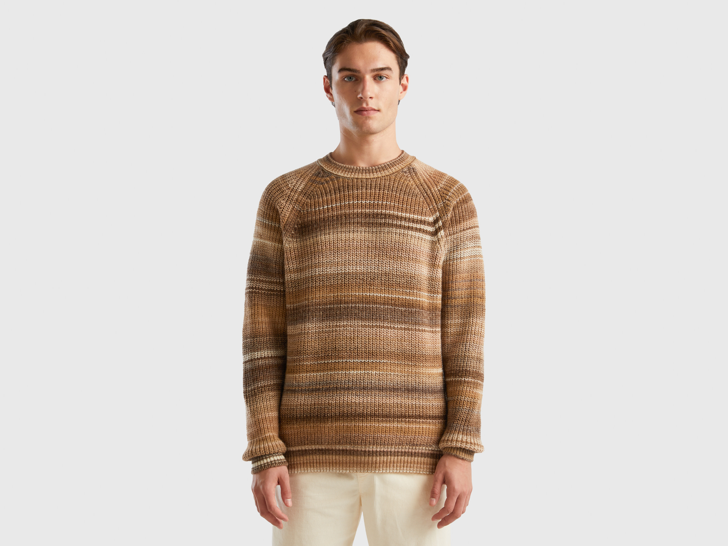 Benetton, Multicolor Sweater In Wool Blend, size M, Multi-color, Men