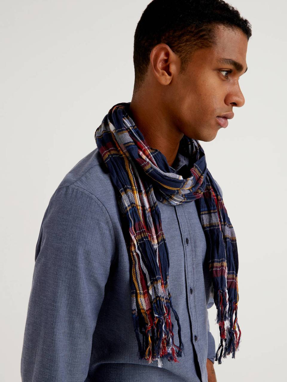 Benetton 100% cotton check scarf. 1