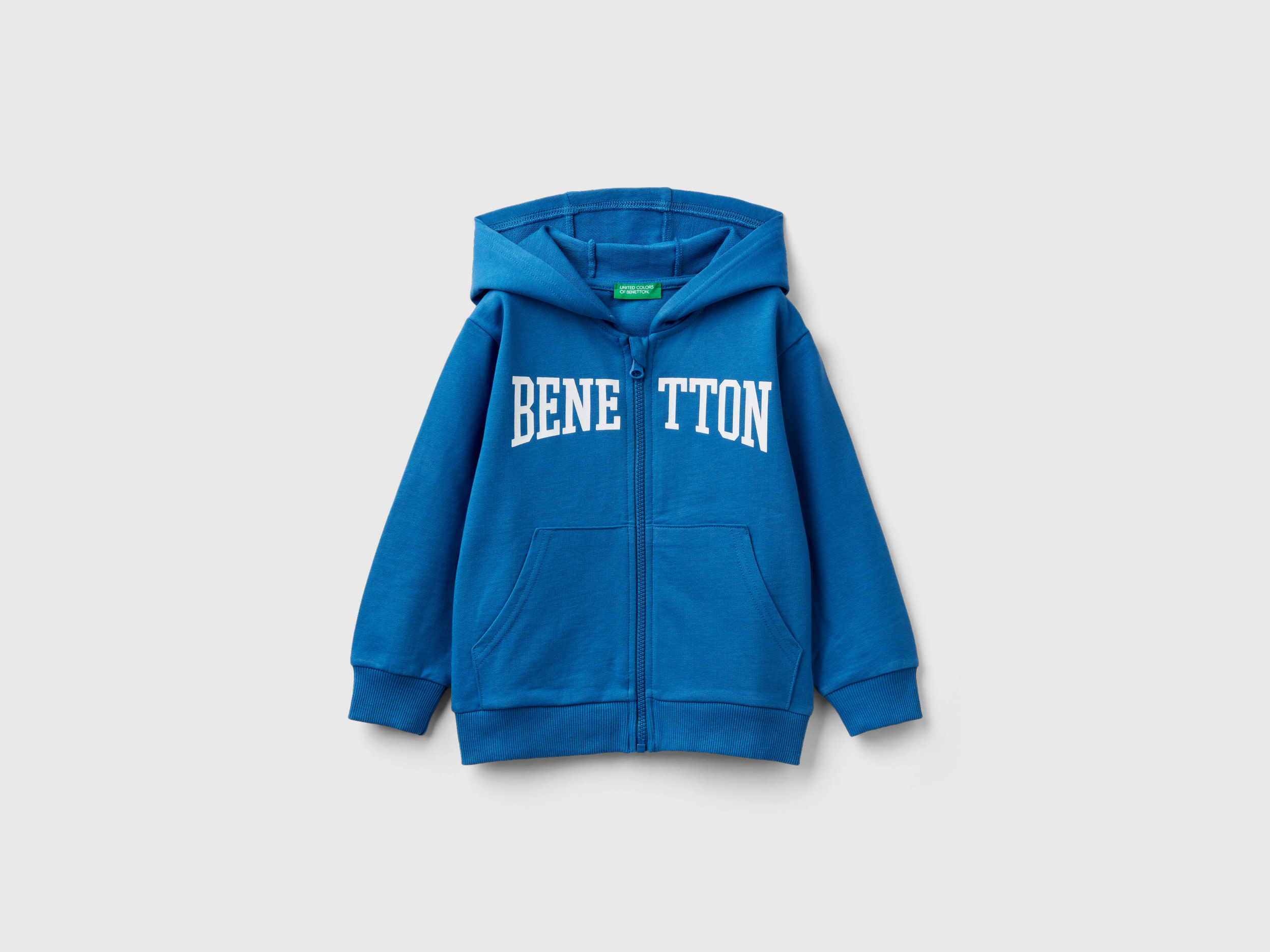 Benetton, Lightweight Sweatshirt With Zip, size 3-4, Blue, Kids