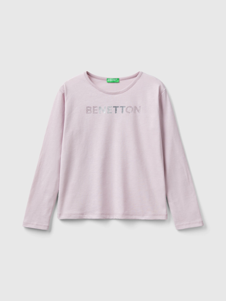 Benetton, T-shirt In Warm Organic Cotton With Glitter, Pink, Kids