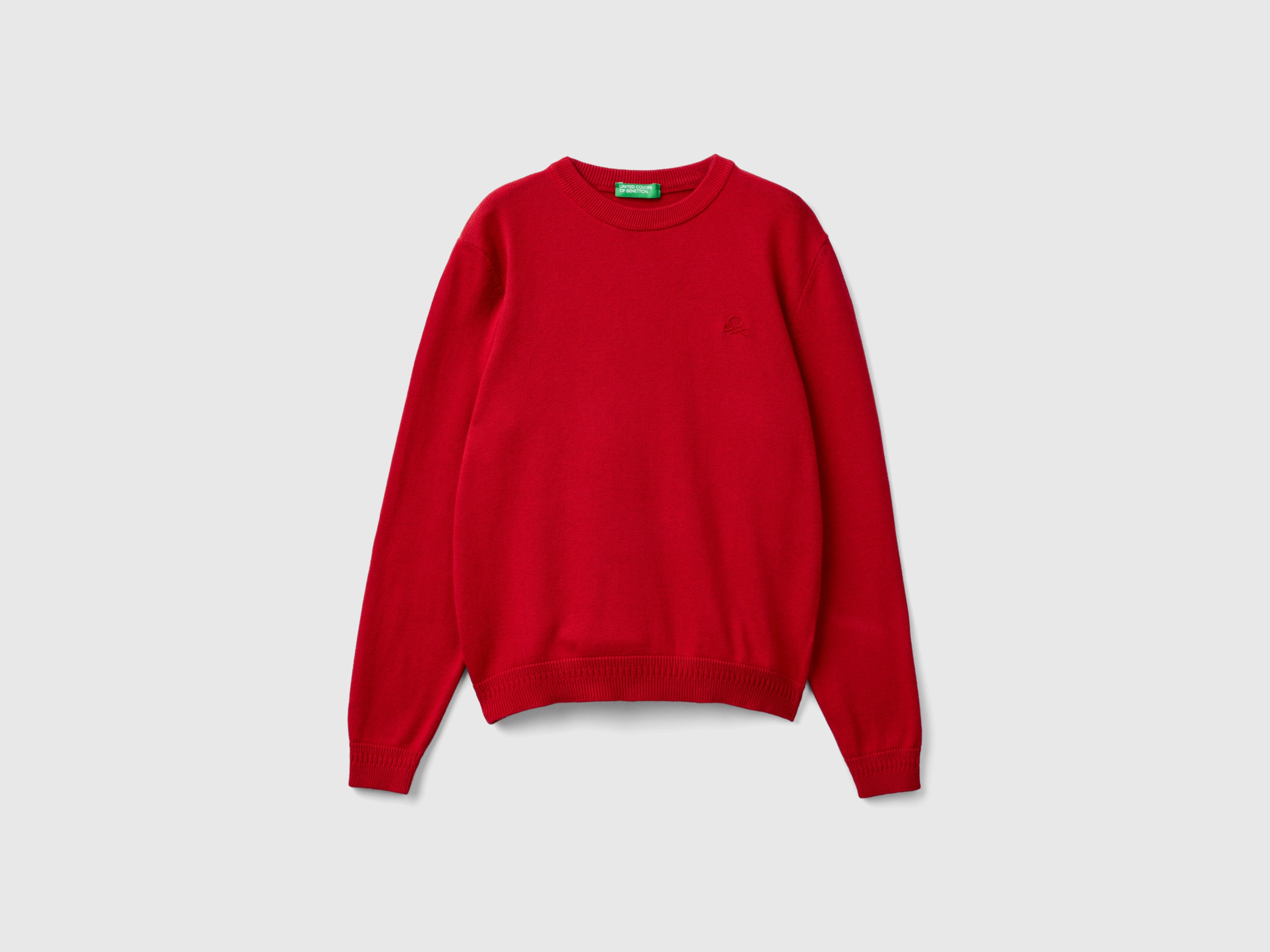 Benetton, Maglia Girocollo 100% Cotone, Rosso, Bambini
