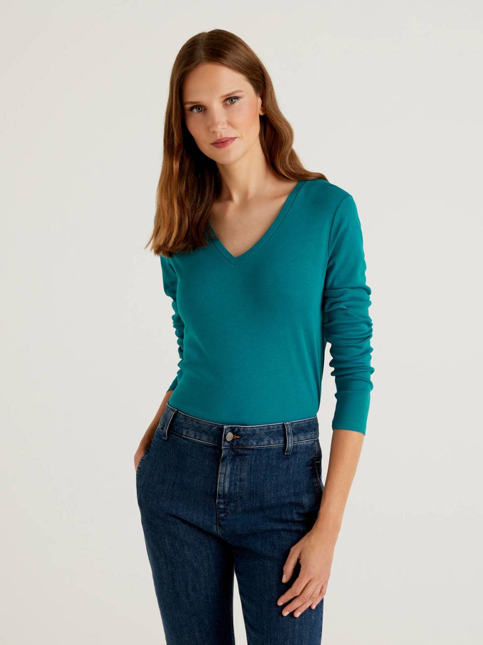 Benetton Long sleeve t-shirt with V-neck. 1