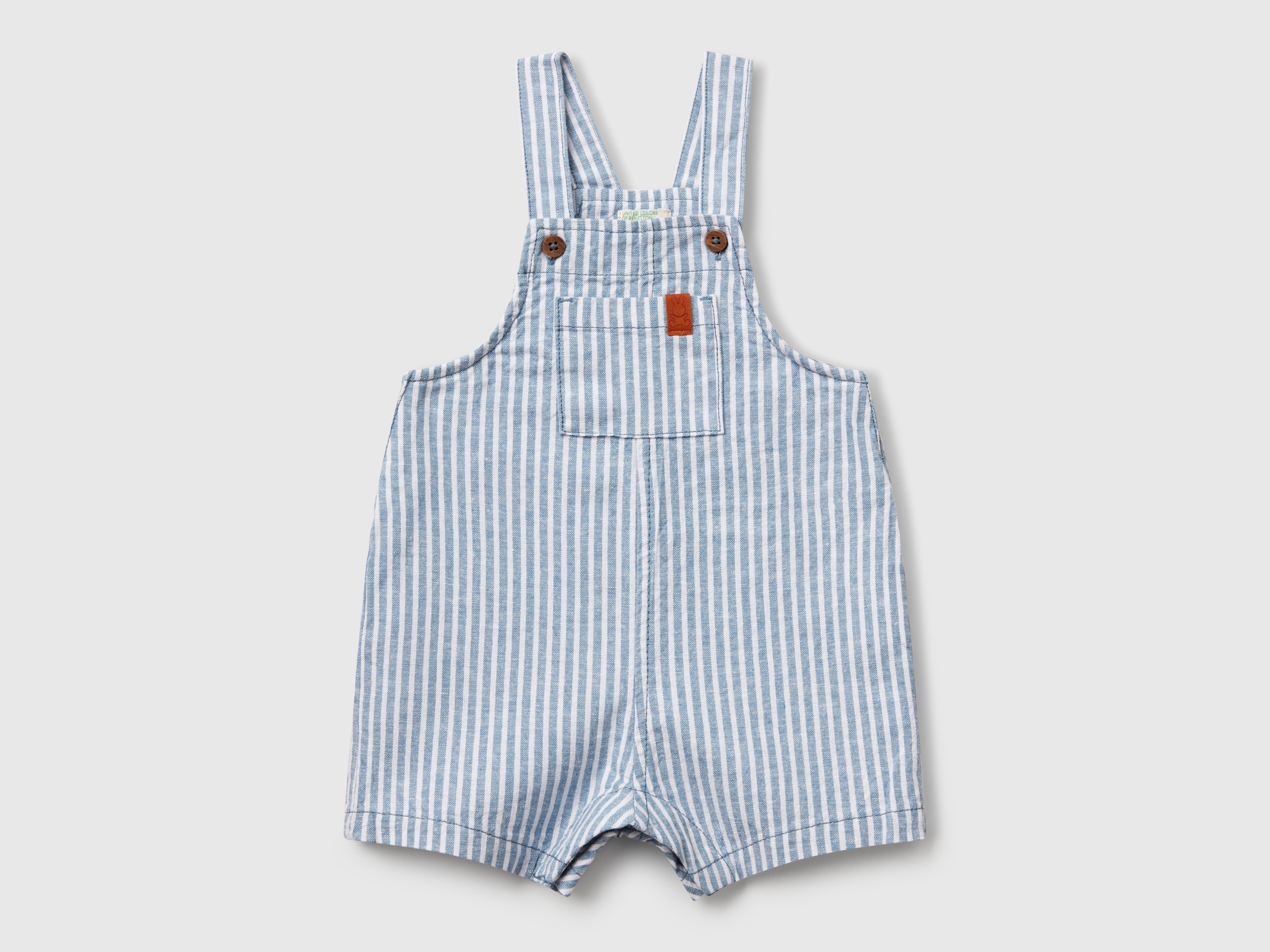 Benetton, Salopette Rayée En Lin Mélangé, taille 3-6, Bleu, Enfants - United Colors of Benetton - Modalova