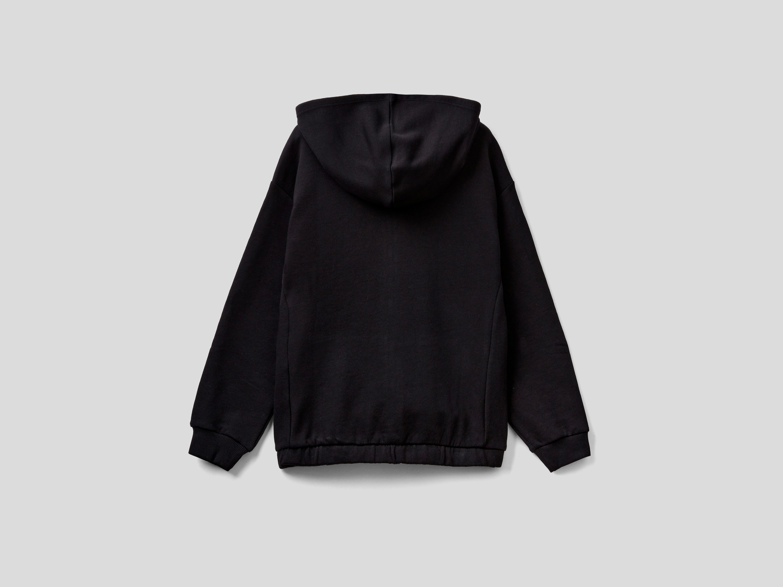 Benetton, Sweatshirt With Hood In Pure Cotton, Taglia 2Xl, Black, Kids