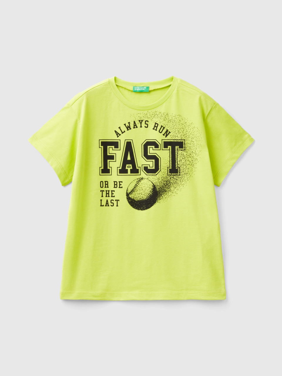 Benetton, T-shirts With Sporty Graphic, Lime, Kids