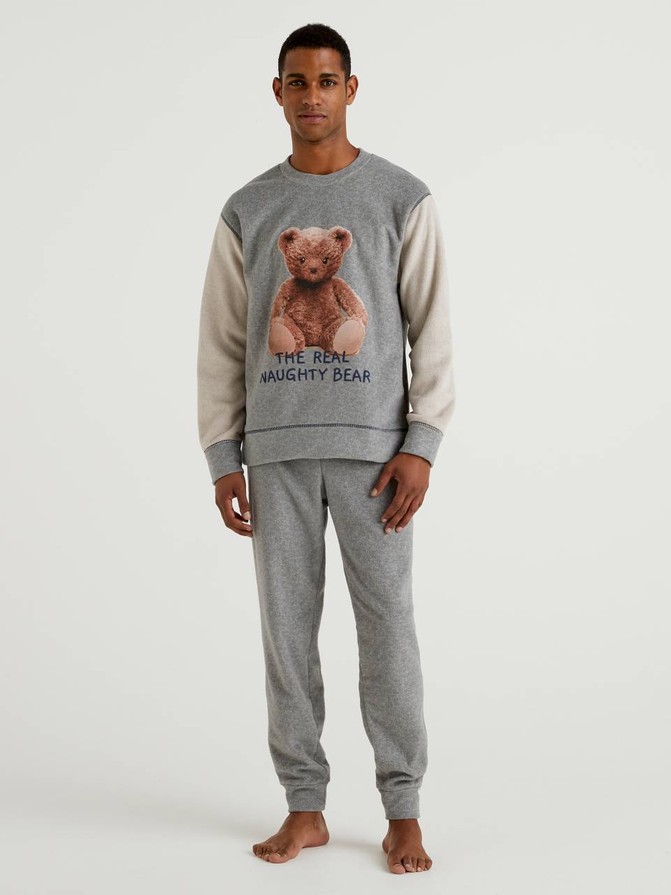 Benetton Fleece pyjamas with teddy bear print. 1