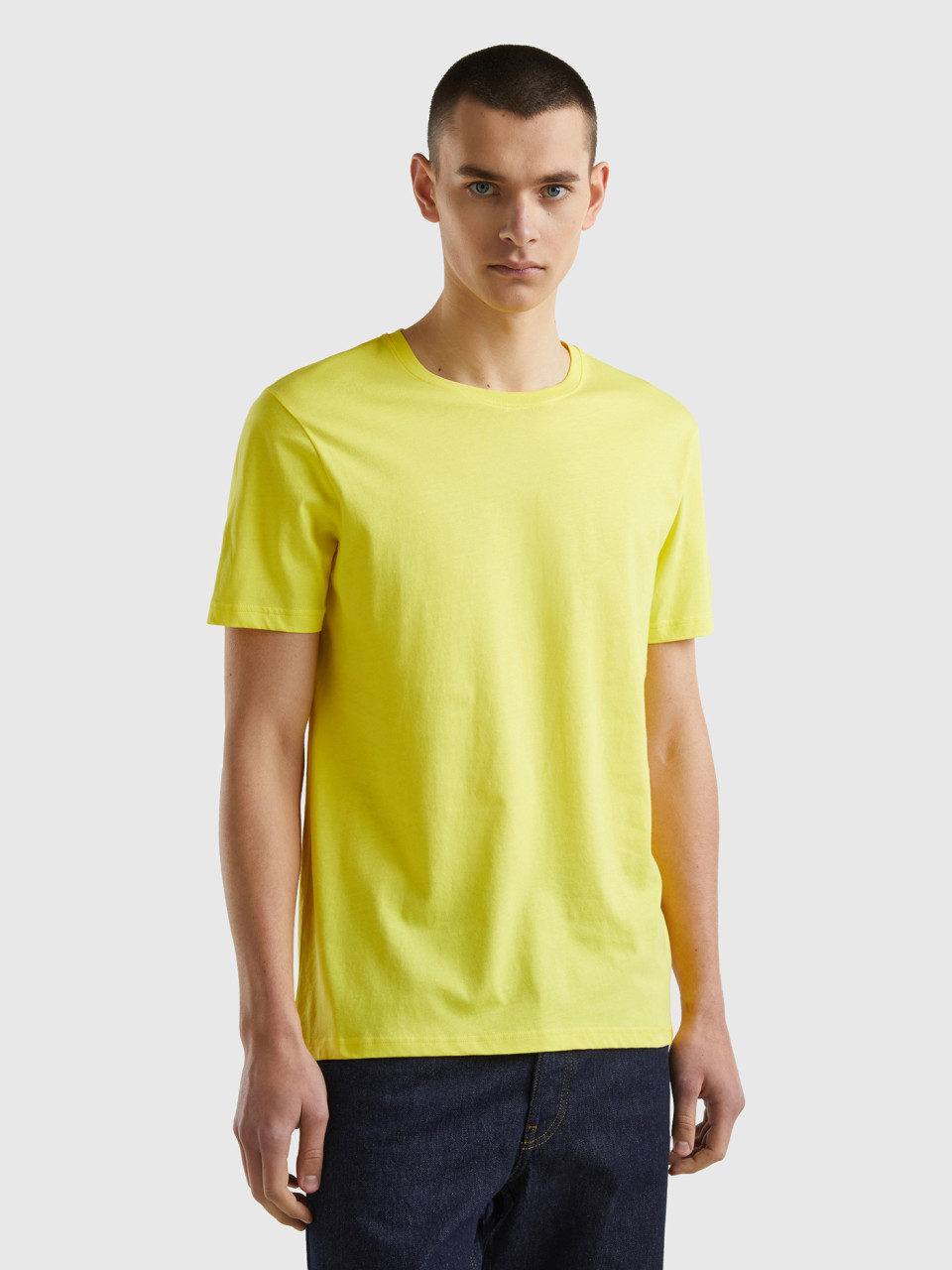 Benetton, Camiseta Amarilla, Amarillo, Hombre