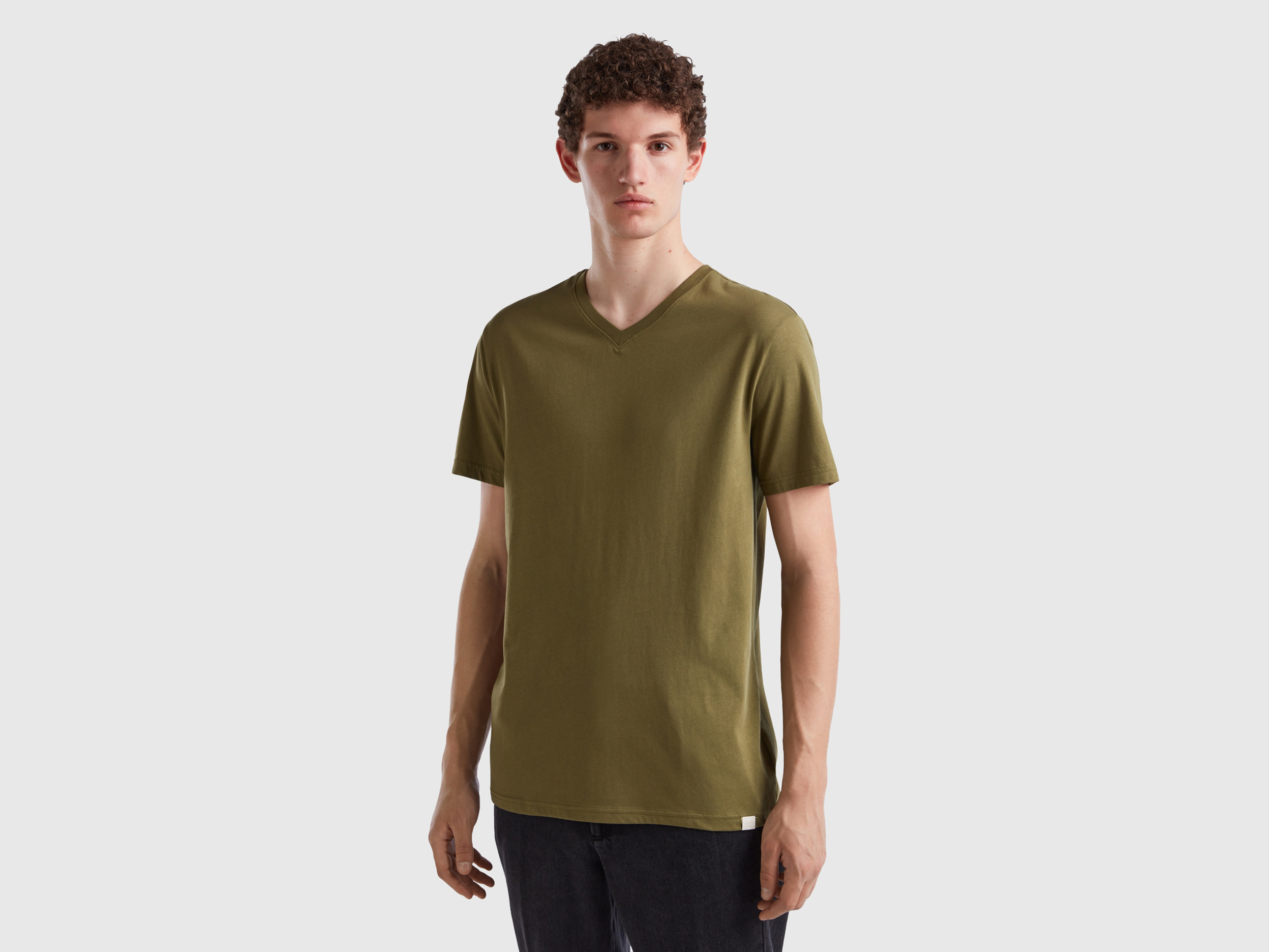 Benetton, T-shirt In Long Fiber Cotton, size XS, Military Green, Men