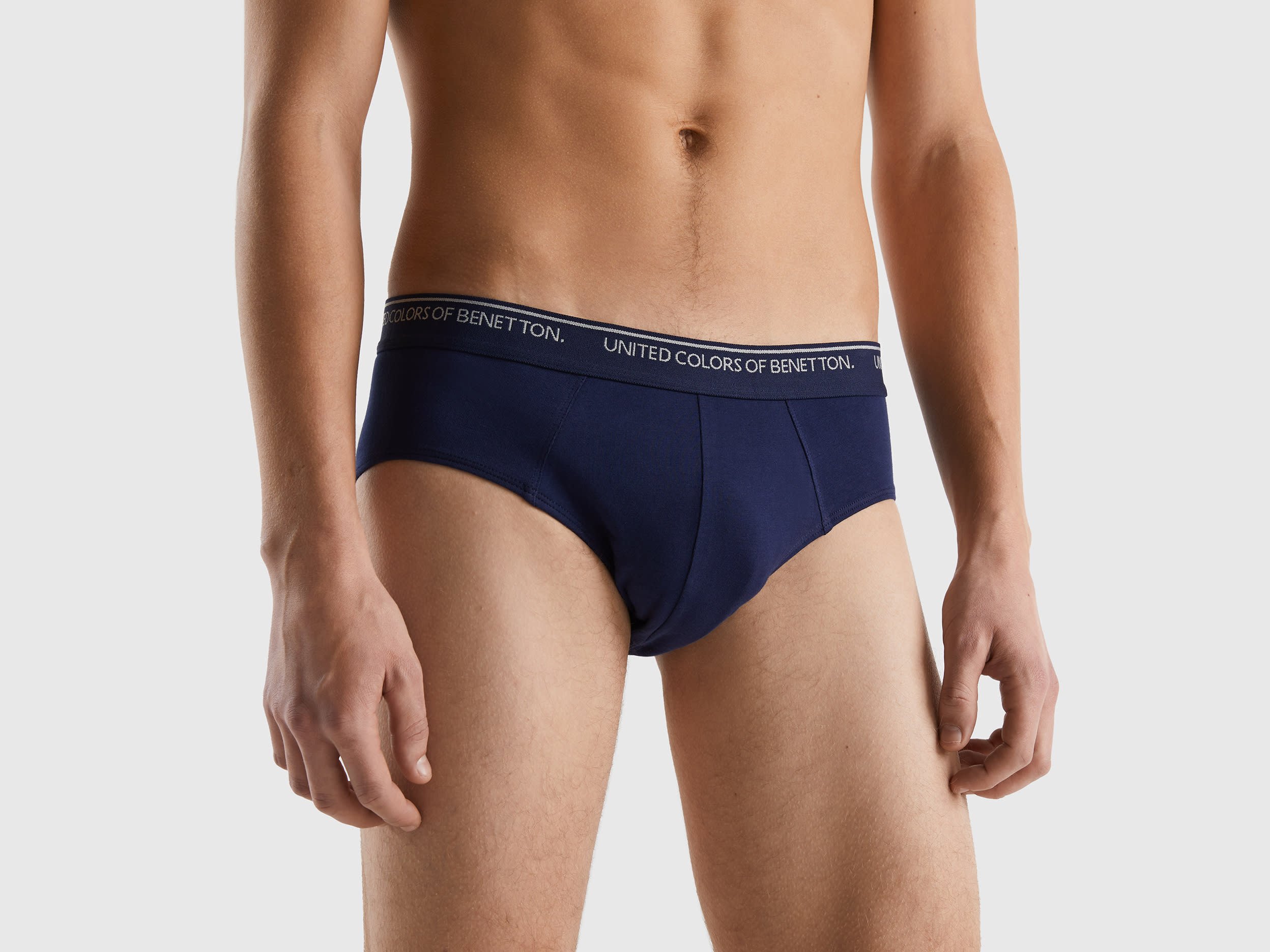 Image of Benetton, Underwear In Stretch Organic Cotton, size L, Dark Blue, Men