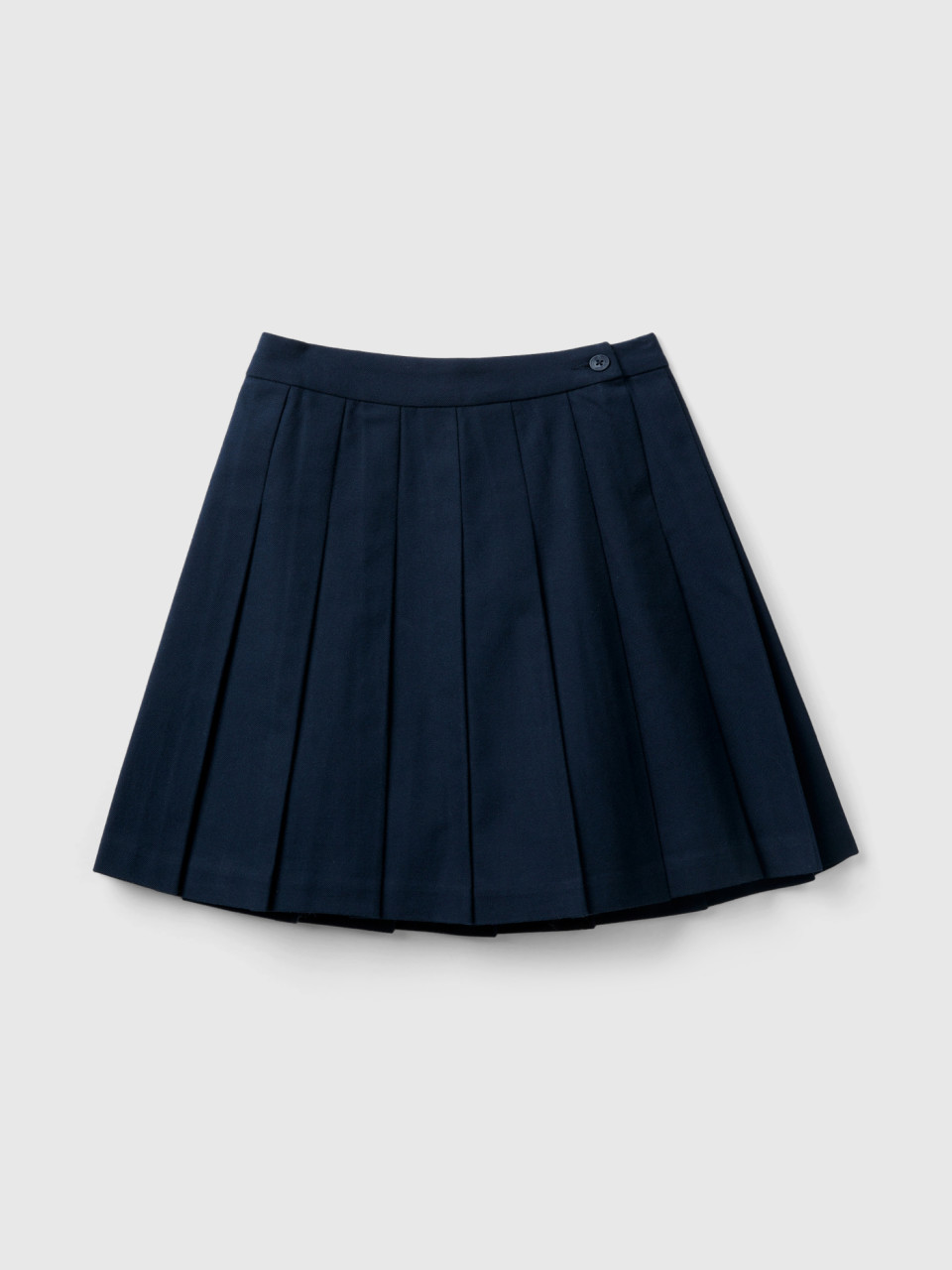 Benetton, Pleated Skirt In Flannel, Dark Blue, Kids