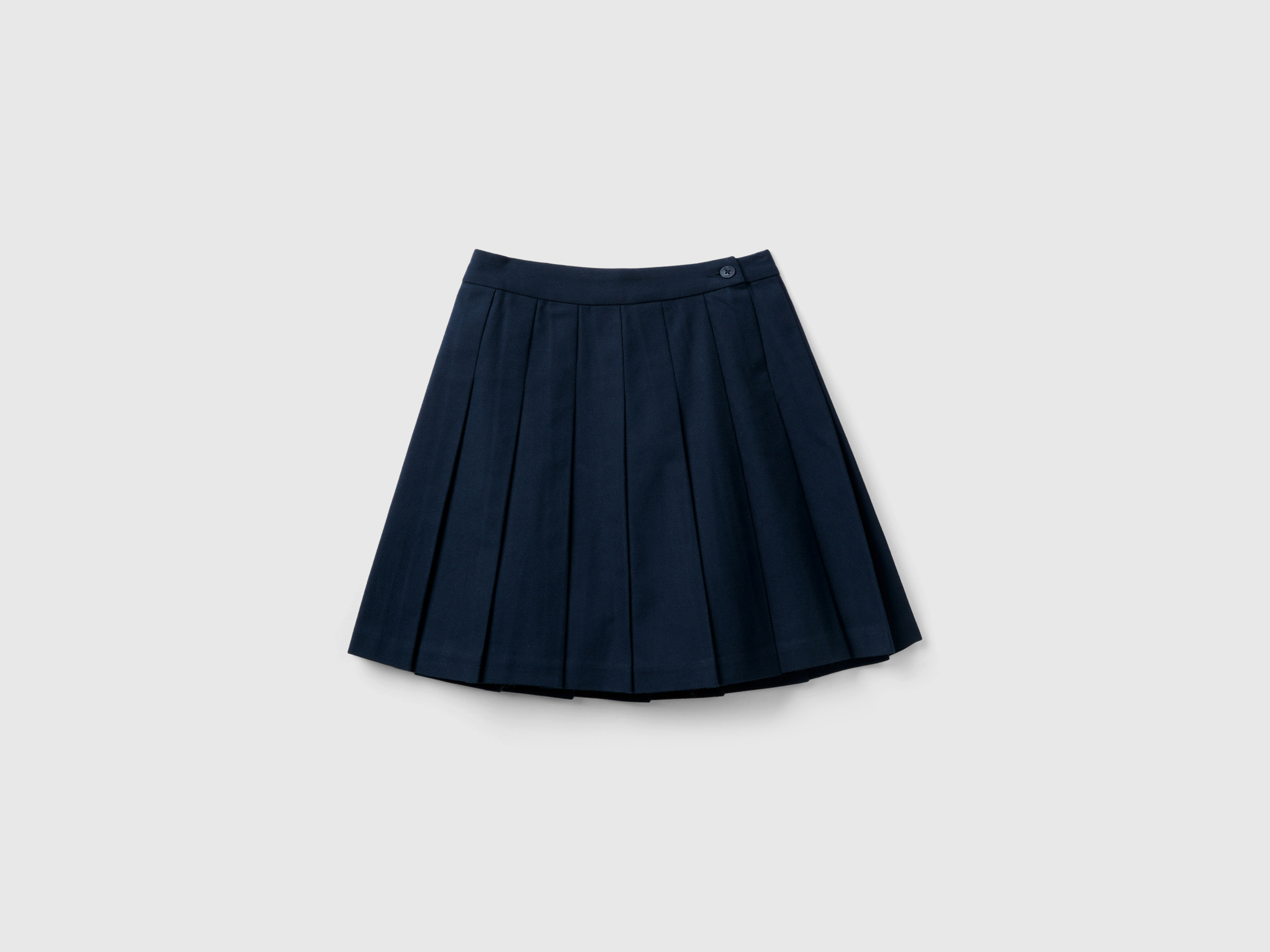 Benetton, Pleated Skirt In Flannel, size L, Dark Blue, Kids