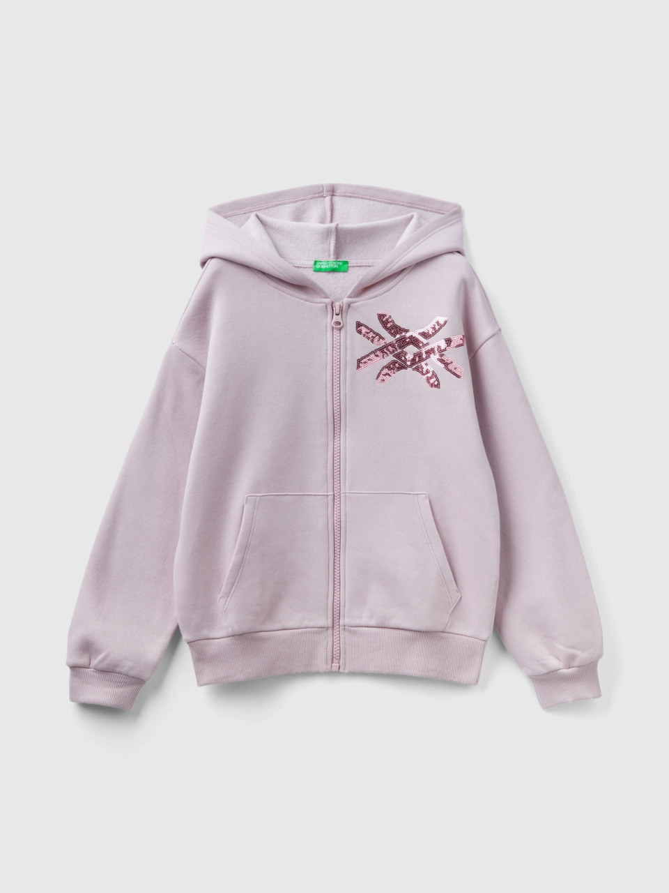 Benetton, Sweater Mit Zip Und Pailletten, Pink, female