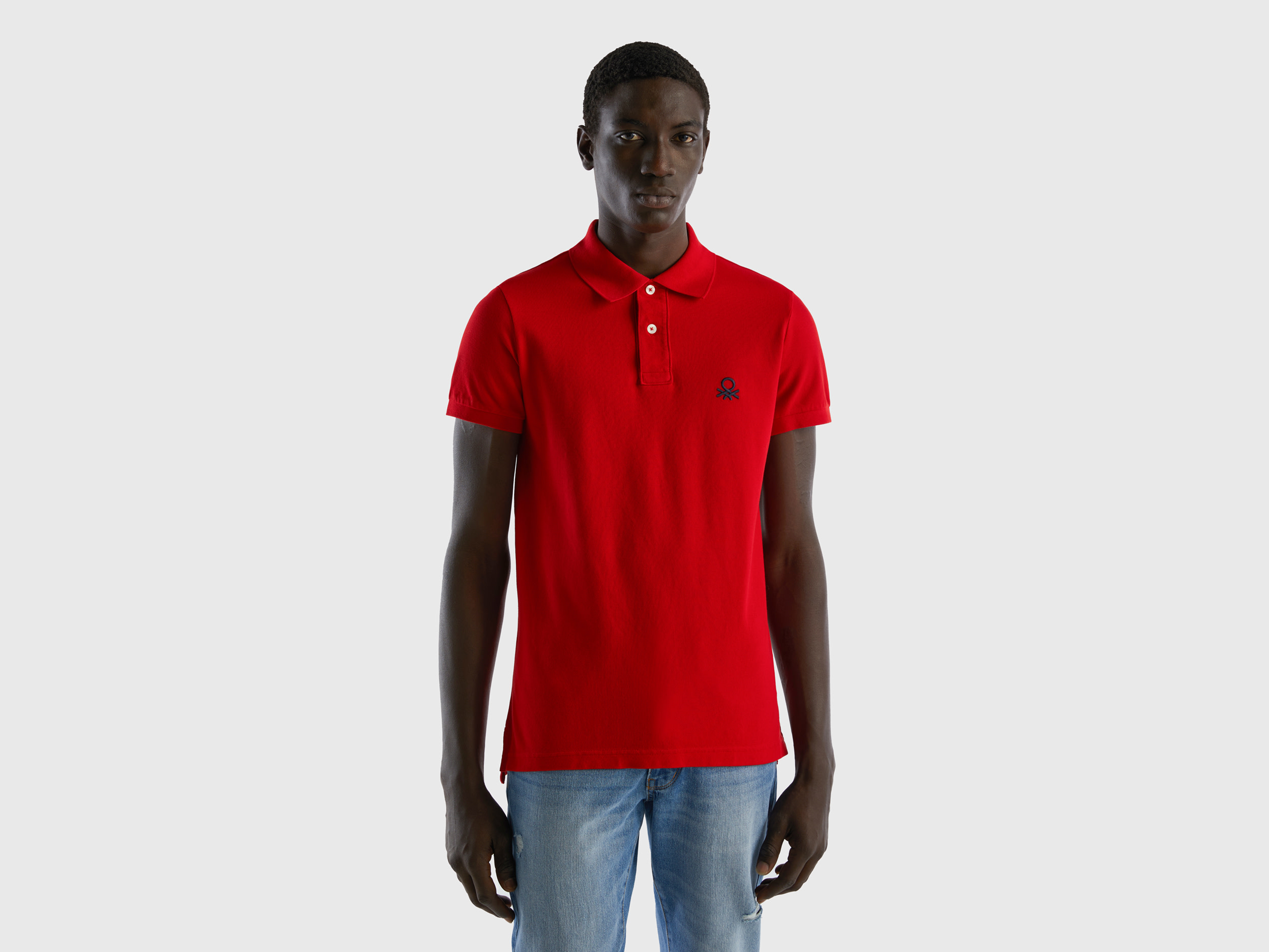 Benetton, Slim Fit Poloshirt In Rot, größe L, Rot, male