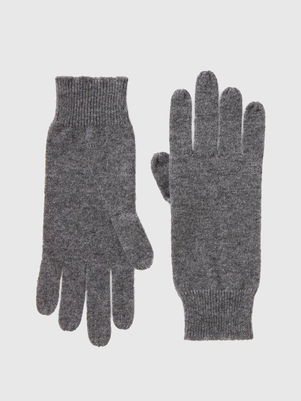 Benetton, Pure Cashmere Gloves, Dark Gray, Women
