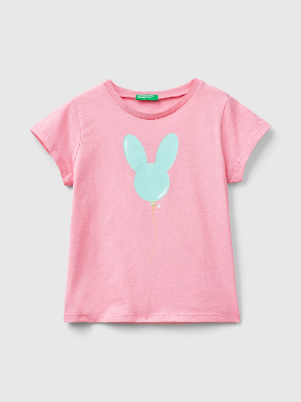 Benetton, T-shirt With Neon Details, Pink, Kids