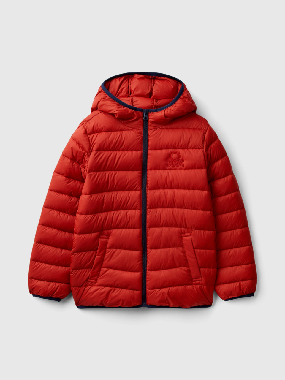 Benetton, Padded Jacket With Hood, Brick Red, Kids