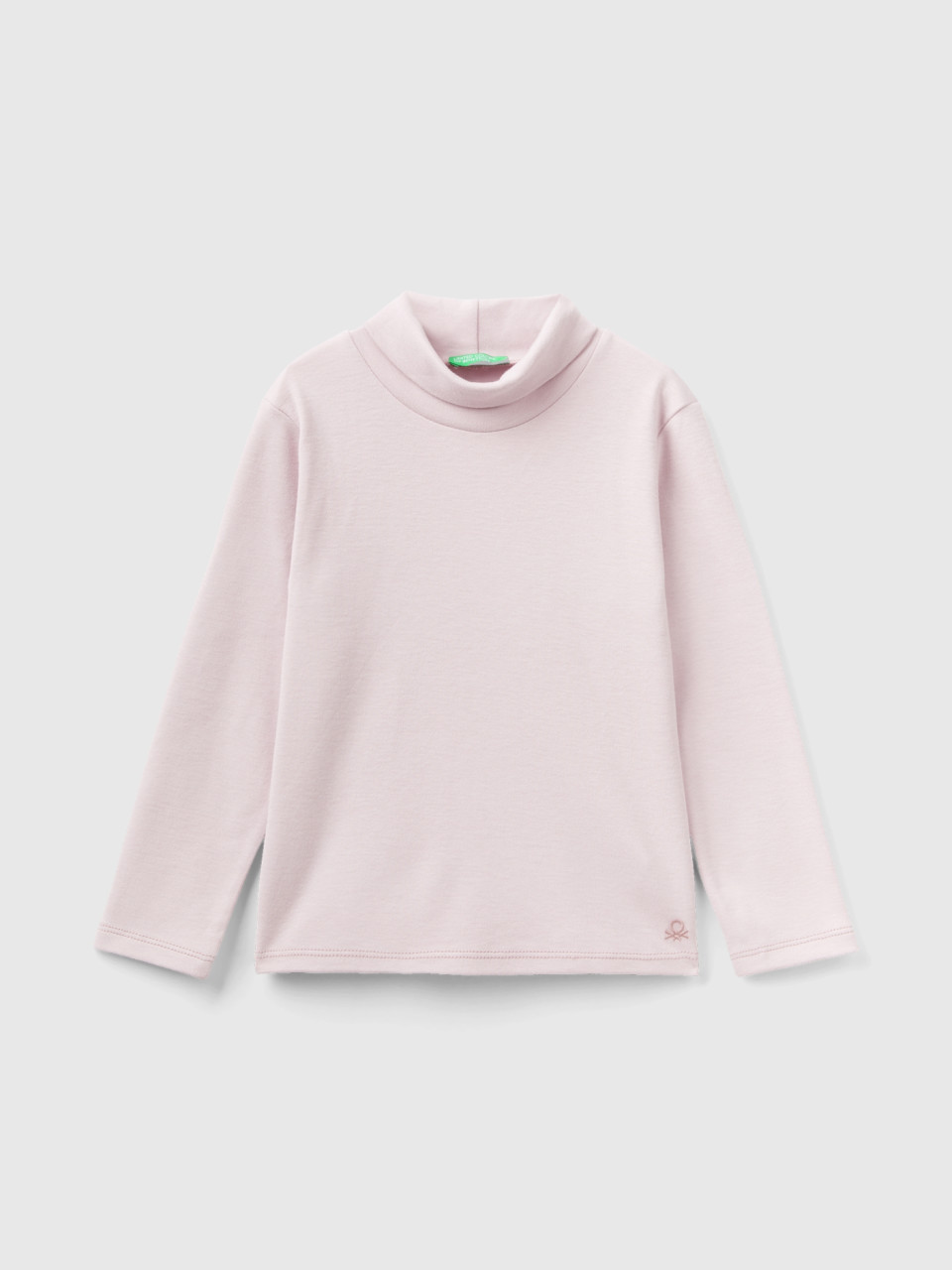 Benetton, Turtleneck T-shirt In Warm Organic Cotton, Pink, Kids
