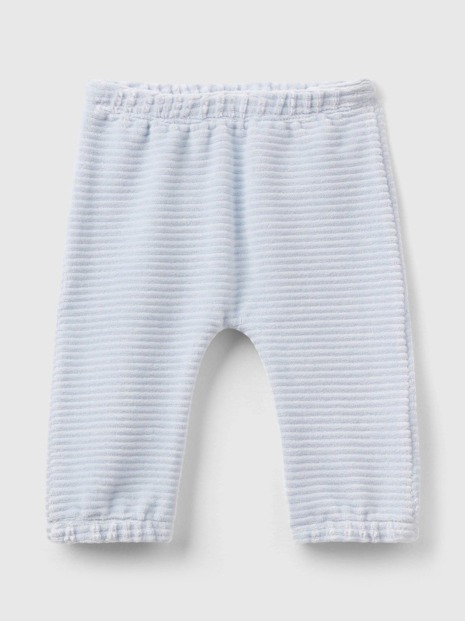 Benetton, Chenille Trousers With Embroidery, Sky Blue, Kids