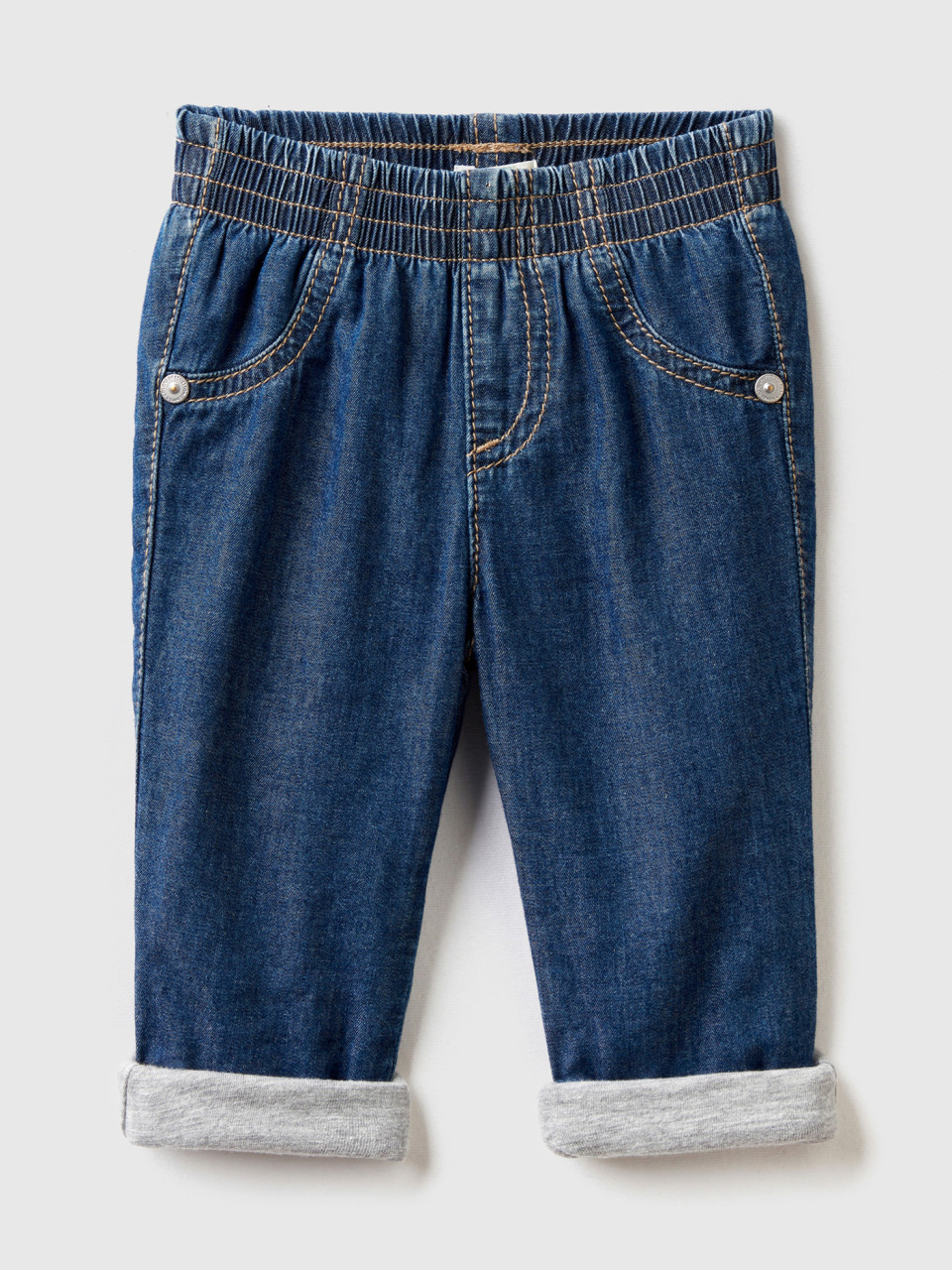 Benetton, Trousers Lined In Pure Cotton, Blue, Kids