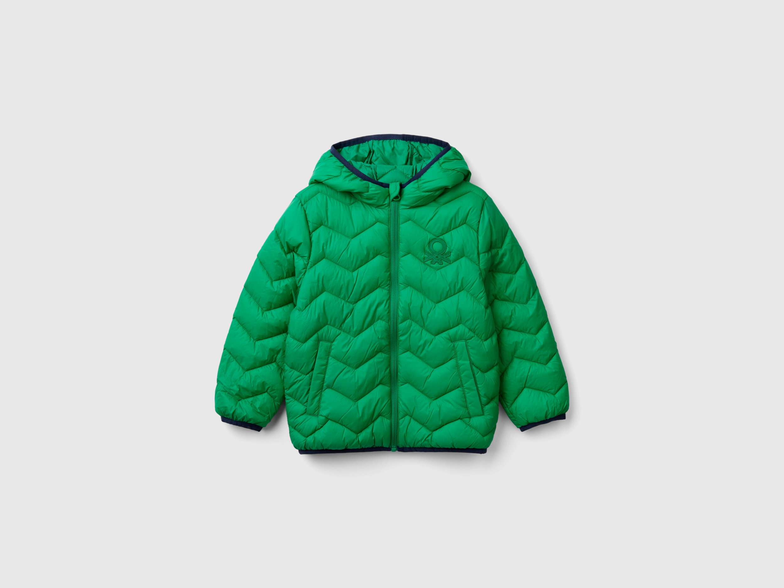 Benetton, Giubbotto Imbottito Con Cappuccio, Verde, Bambini