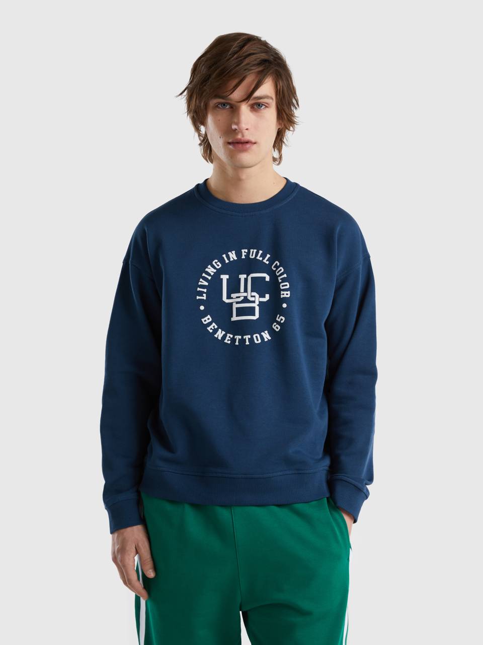 Benetton Crew neck sweatshirt with logo print. 1