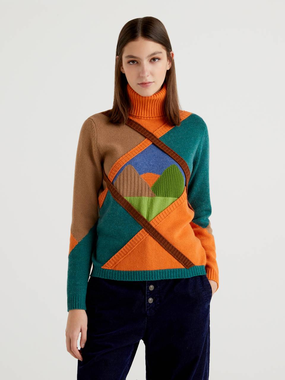 Benetton Diamond sweater with inlaid design. 1