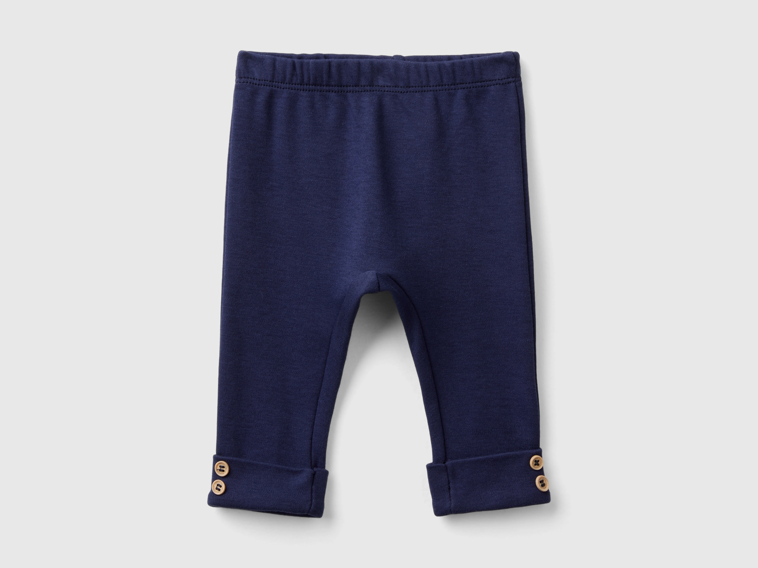 Benetton, Leggings In Cotone Bio, Blu Scuro, Bambini