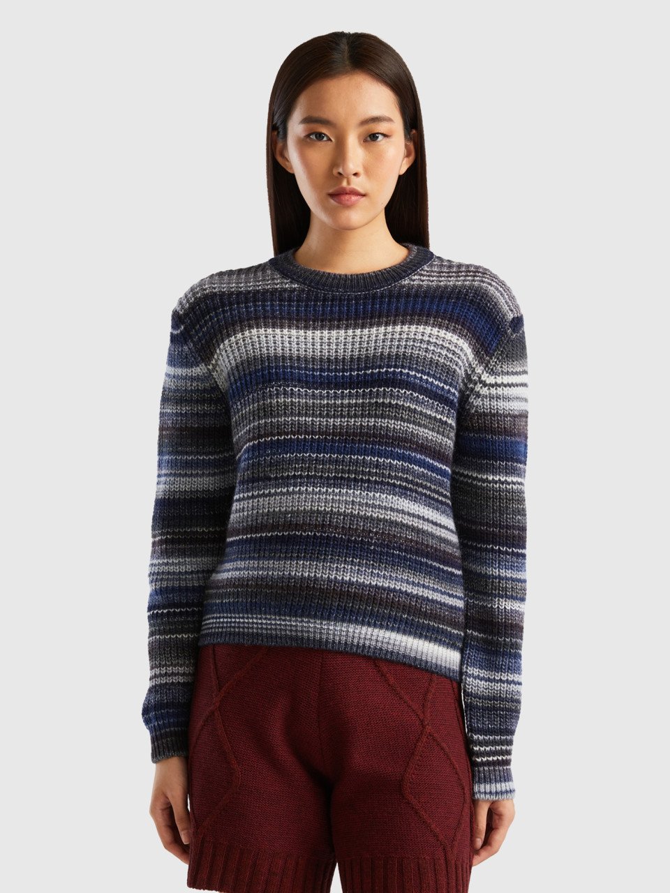 Benetton, Multicolor Striped Sweater, Multi-color, Women