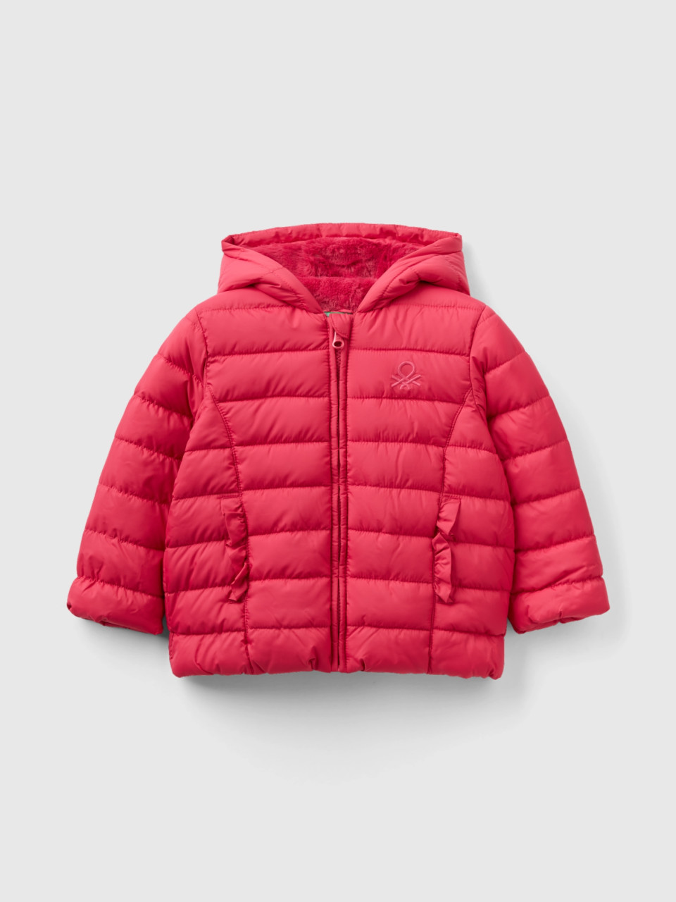 Benetton, Padded Jacket With Rouches, Cyclamen, Kids