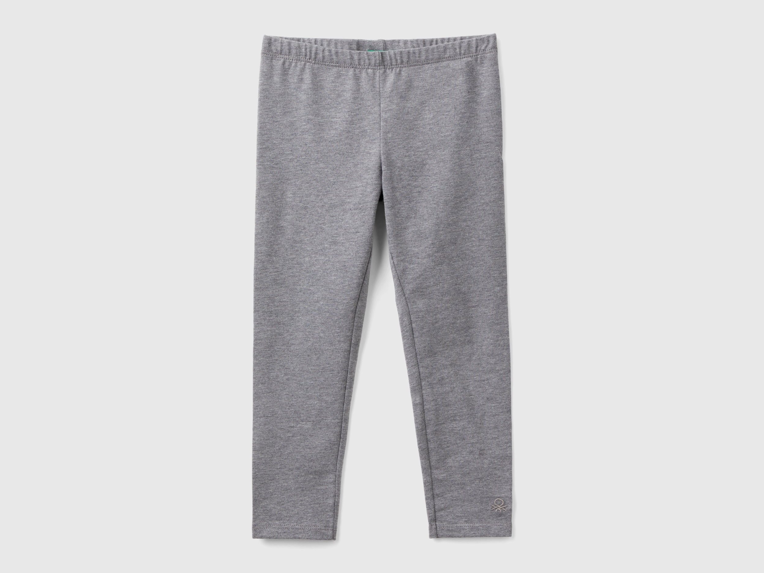 Benetton, Leggings In Cotone Stretch, Grigio Scuro, Bambini