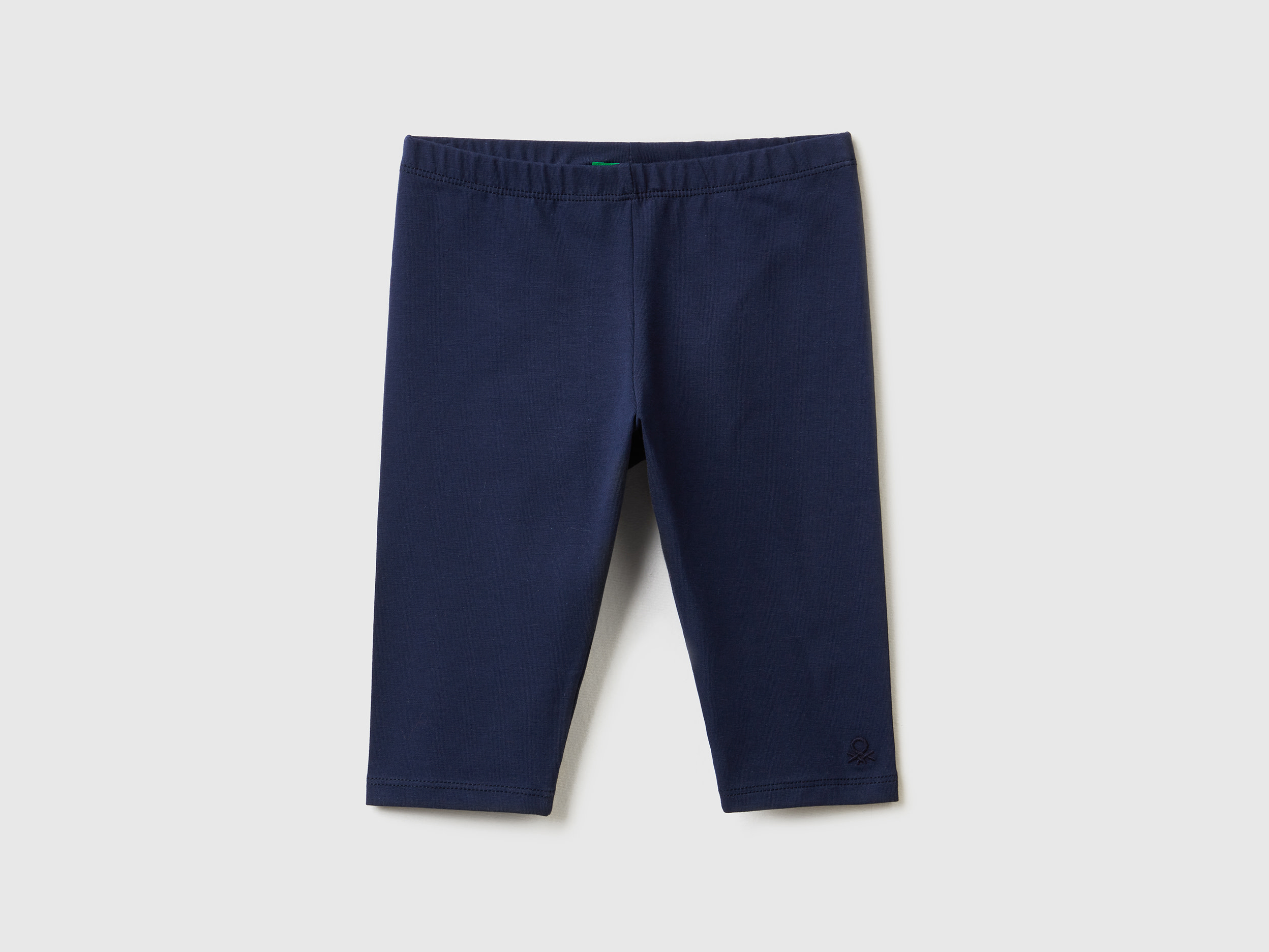 Benetton, Leggings A 3/4 In Cotone Stretch, Blu Scuro, Bambini