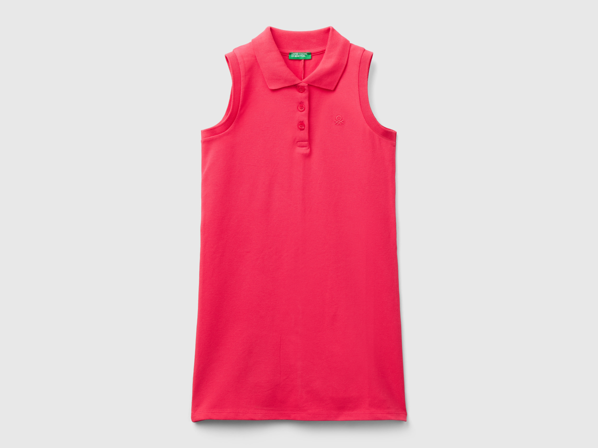 Image of Benetton, Sleeveless Polo-style Dress, size XL, Fuchsia, Kids