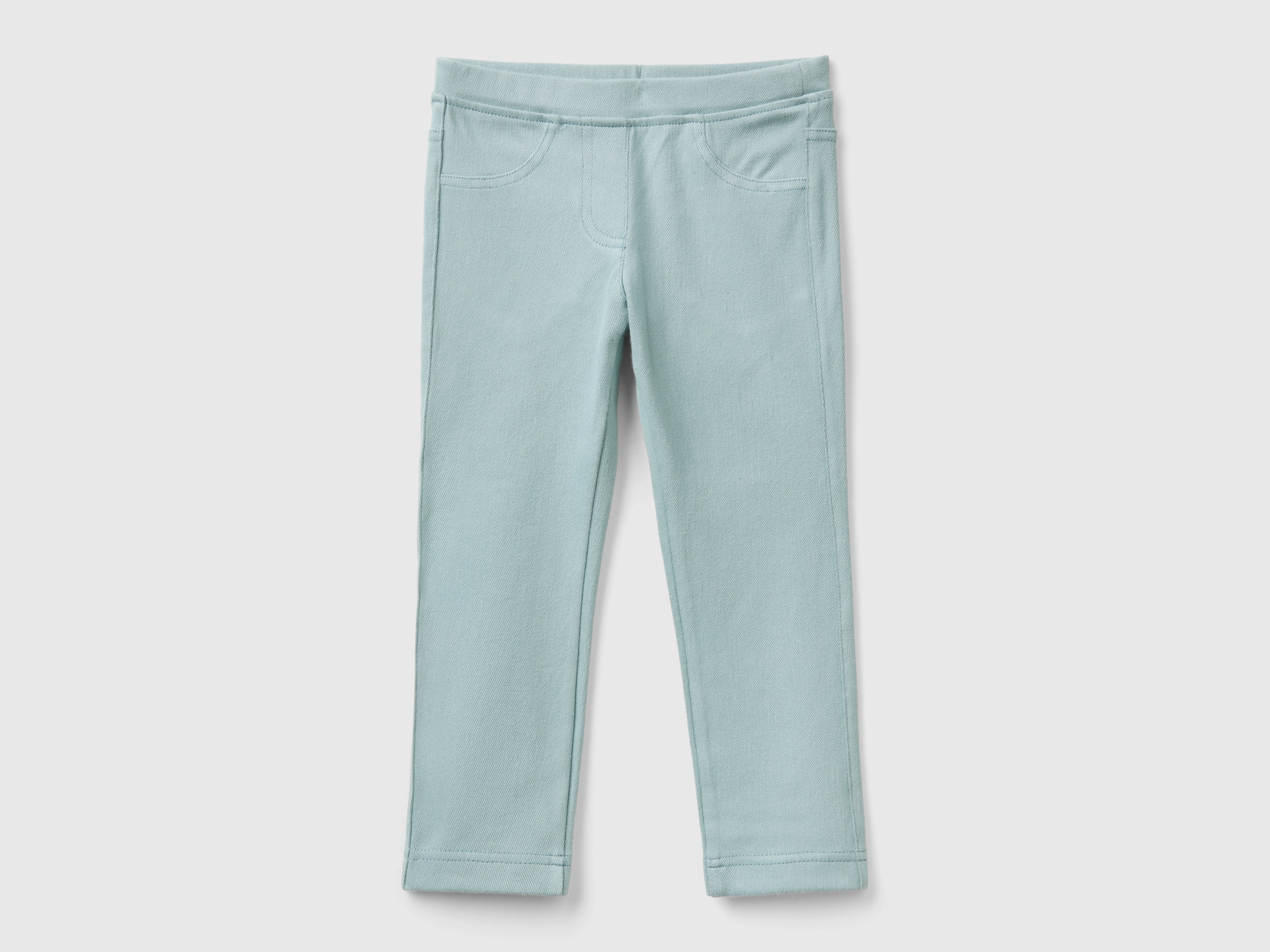 Benetton, Pantaloni In Felpa Super Stretch, Grigio Perla, Bambini